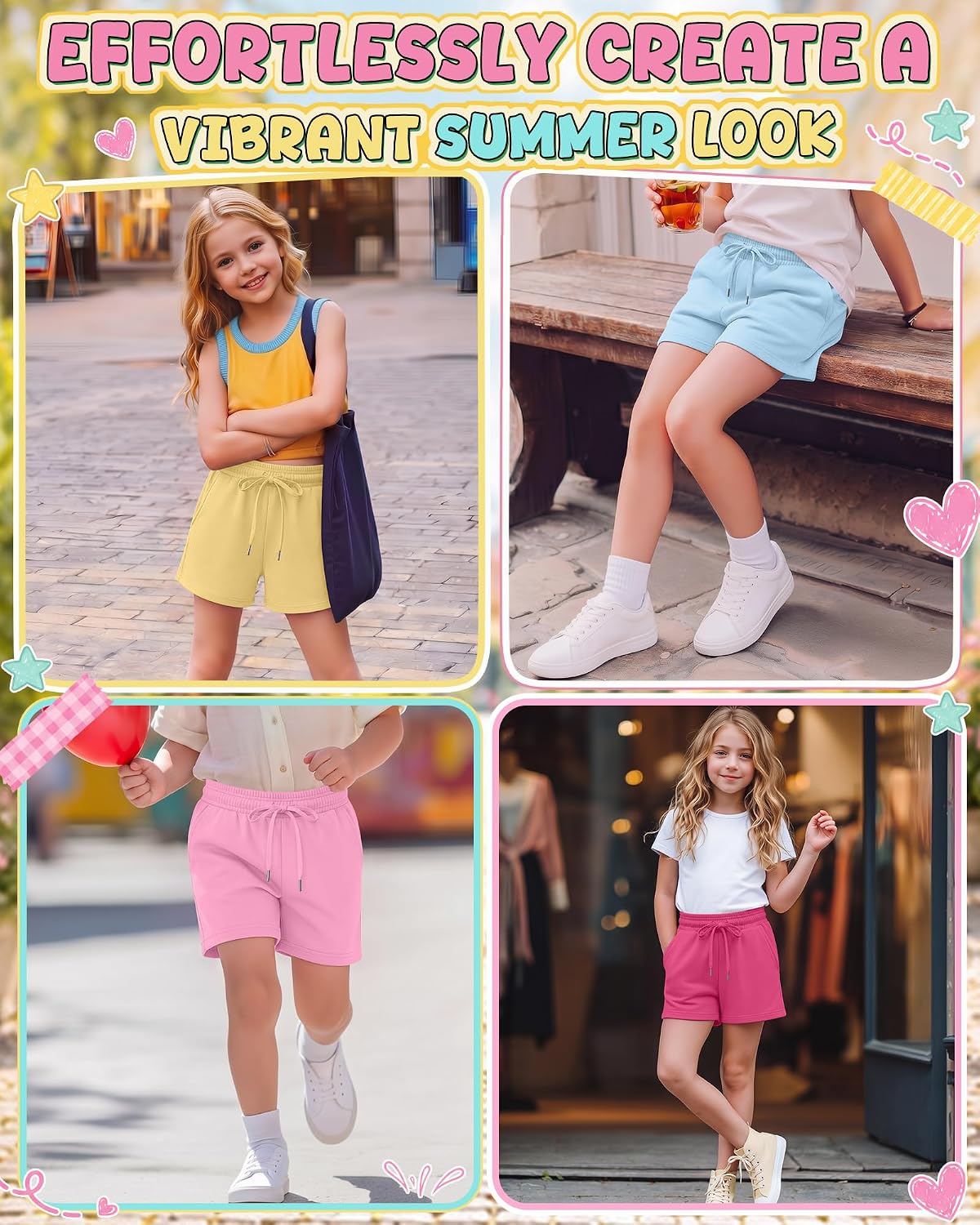 Xaatren 5 Pack Girls' Shorts Wide Leg Sweats