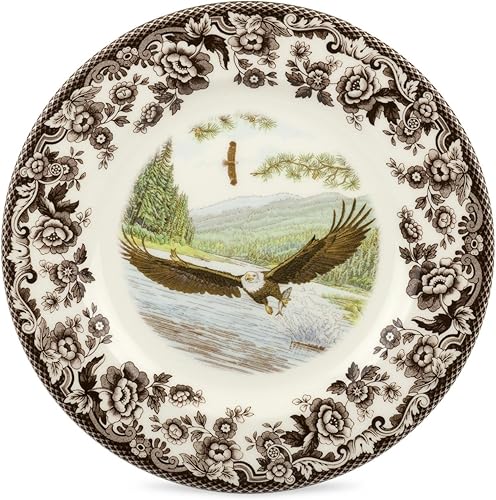 Miniatura 2 de Spode Woodland - Plato de ensalada, aves de presa, vajilla fina de 8 pulgadas, fabricado en Inglaterra, decoración ideal de cabaña de caza, apto