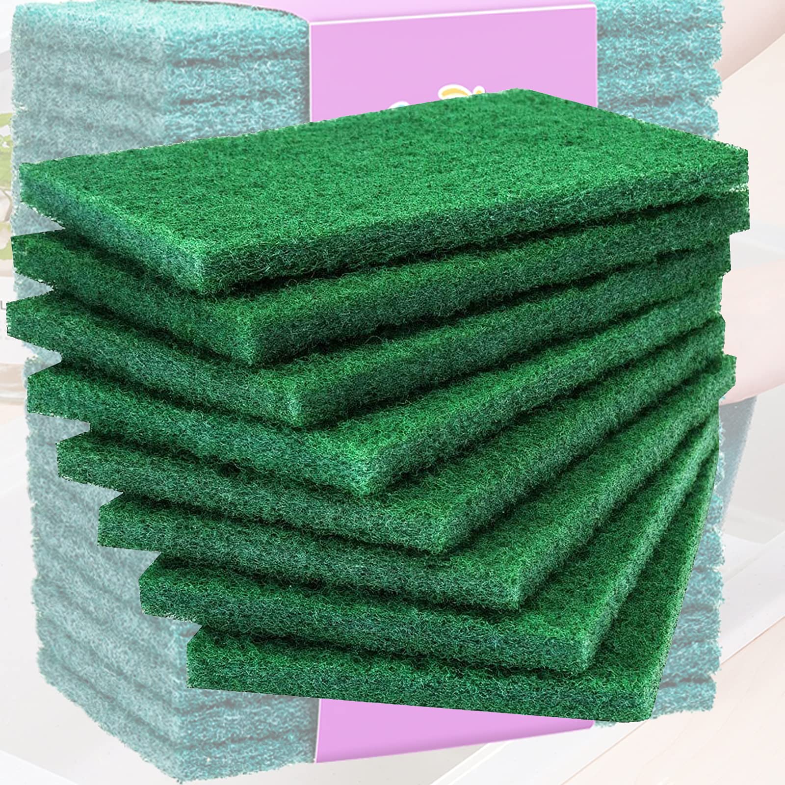 Qovydx 20Pcs Heavy Duty Scouring Pads Household Cleaning Scrubber with Non-Scratch Anti-Grease Technology - Reusable - 5.9 x 3.9 inch (15 x 10 cm)