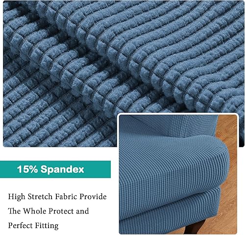 Vista 377 de Turquoize - Funda elástica para sofá de 2 piezas y 3 cojines, funda protectora lavable con elástico en la parte inferior, tela jacquard gruesa