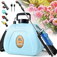 PASAMIC 2 Gallon Rechargeable Battery Sprayer: 2 Speeds, 4 Nozzles, 40" Wand, 3Hr Battery for Lawn Garden Cleaning