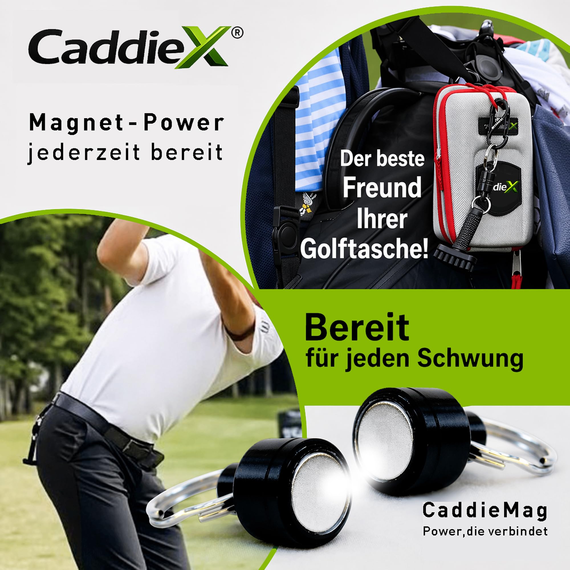 Cepillo de golf inteligente CaddieMag imán extraíble cerdas de nailon ligero