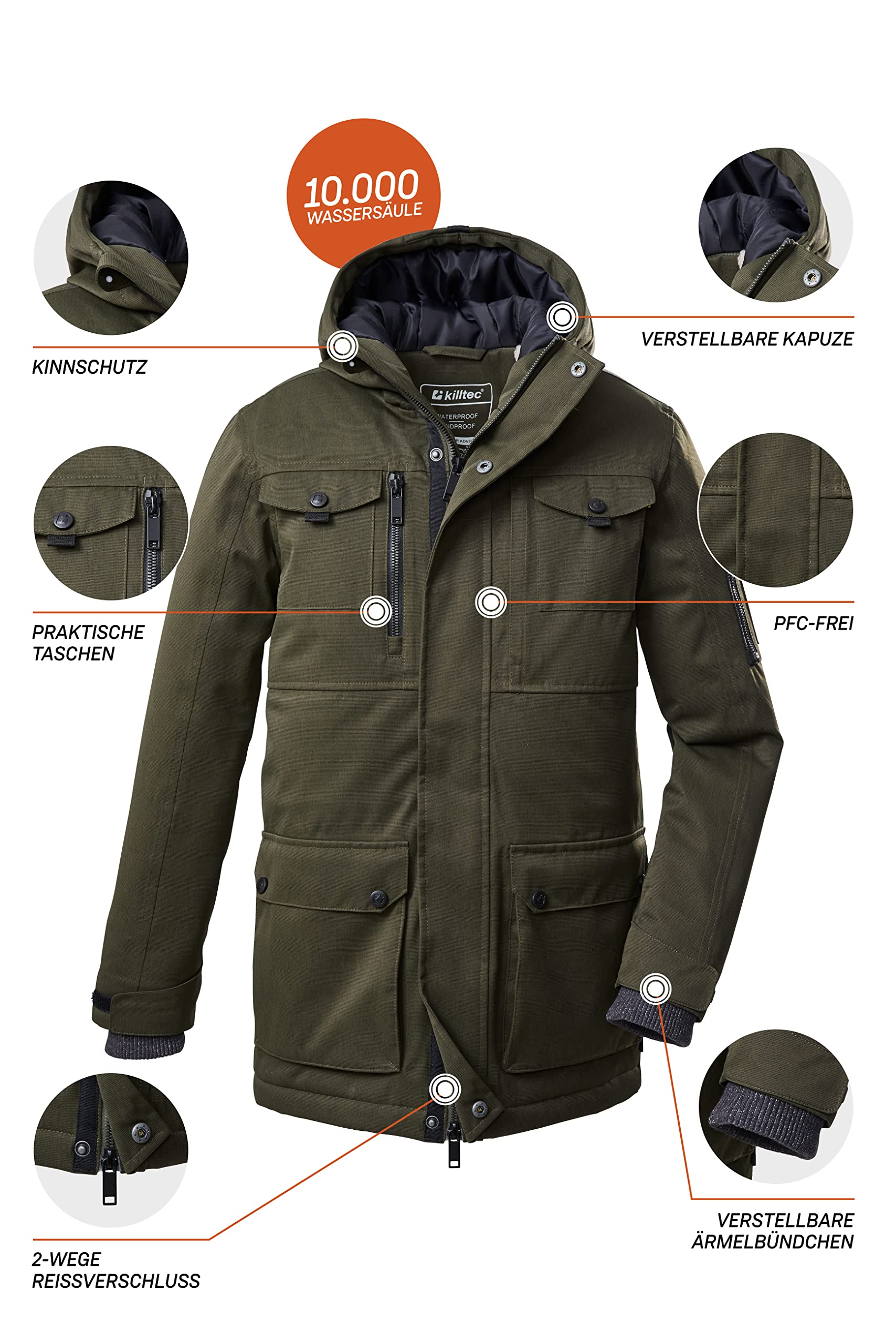 Killtec Jungen Kow 190 Bys Prk Outdoormantel/Funktionsparka mit Kapuze