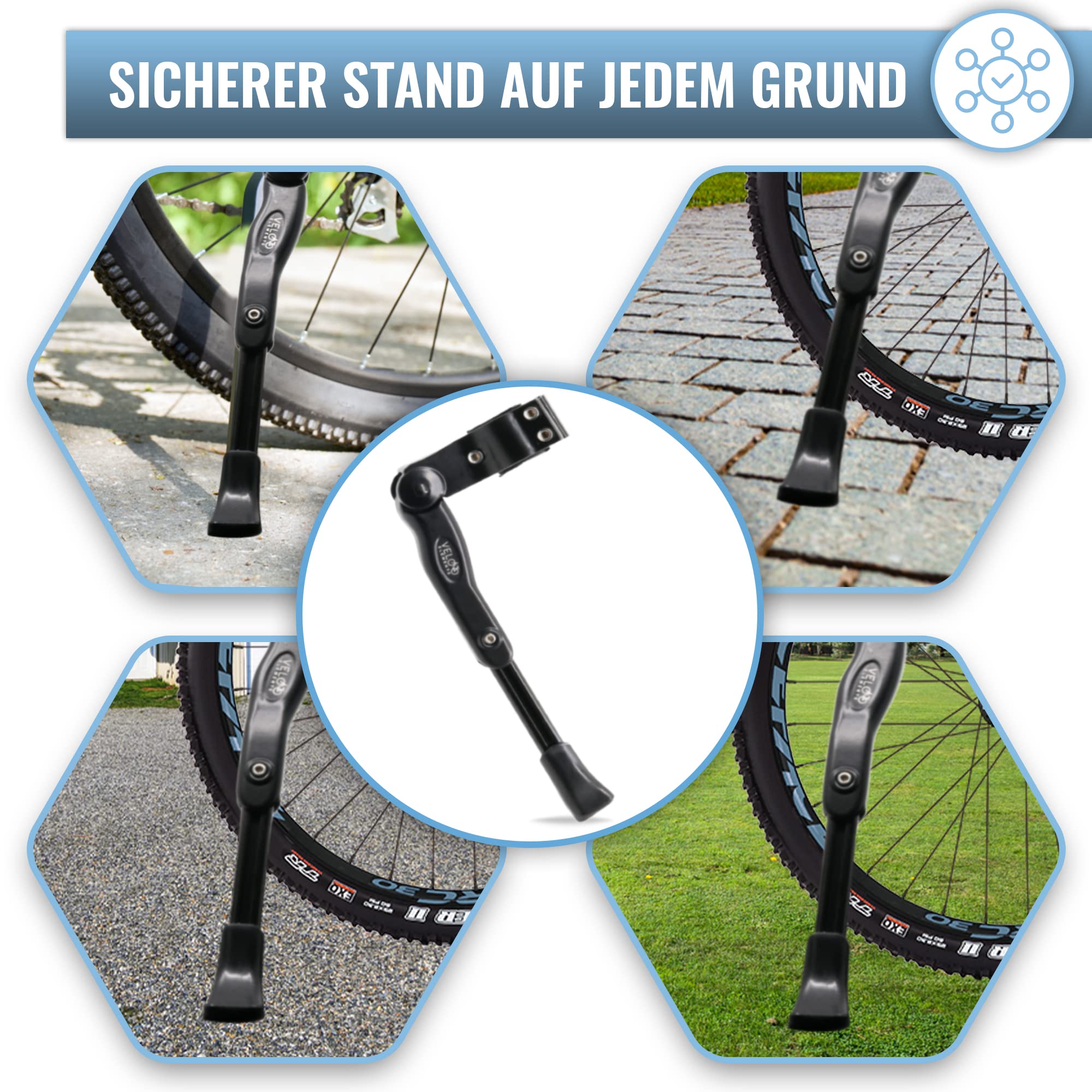 Béquille Latérale Pour Vélo 16 Pouces - Professionnelle, à Ressort, Pied Antidérapant, Pour VTT Et Route