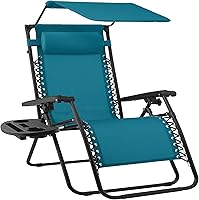 Vista 35 de Best Choice Products Silla reclinable plegable de gravedad cero para exteriores con toldo ajustable, reposacabezas, bandeja lateral para accesorios