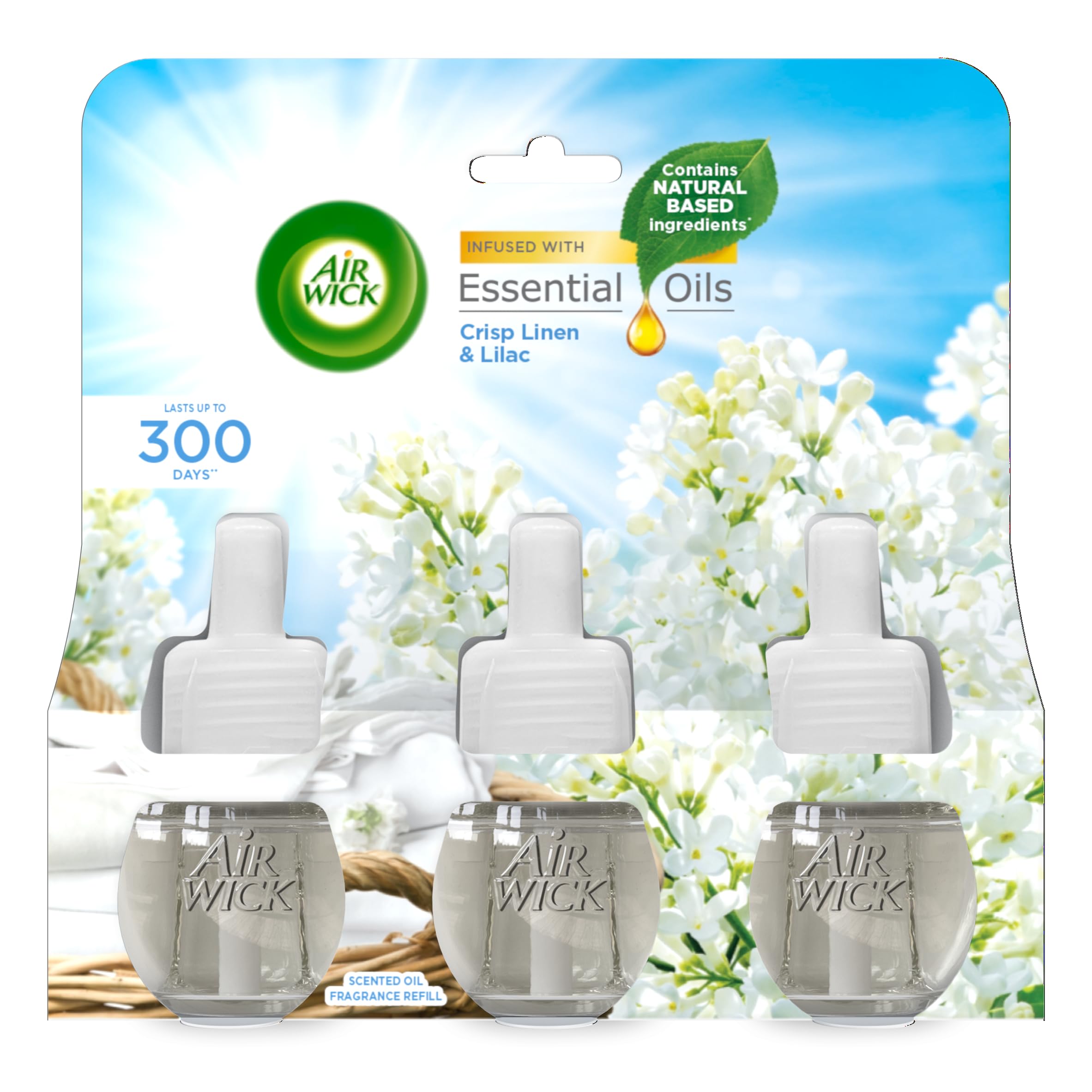 Air Wick Plug in Diffuser Triple Refill, Linen and white orchid, Long Lasting Fragrance, Lasts up to 300 days, Plug in Air freshener, Pack 3 x19ml, Packaging May VaryReducing CO2