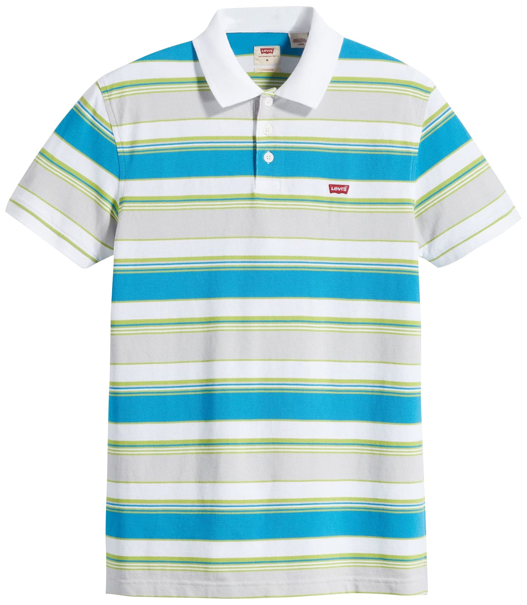 Levi's Men's Housemark Polo T-Shirt, Archie Stripe Macaw Green, XS