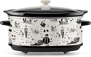 The Nightmare Before Christmas 7-Quart Slow Cooker Sketch Pattern by Select Brands - Food Warmer for Parties - Low, High & Warm Heat Settings - Kitchen Essential for Home-Cooked Meals