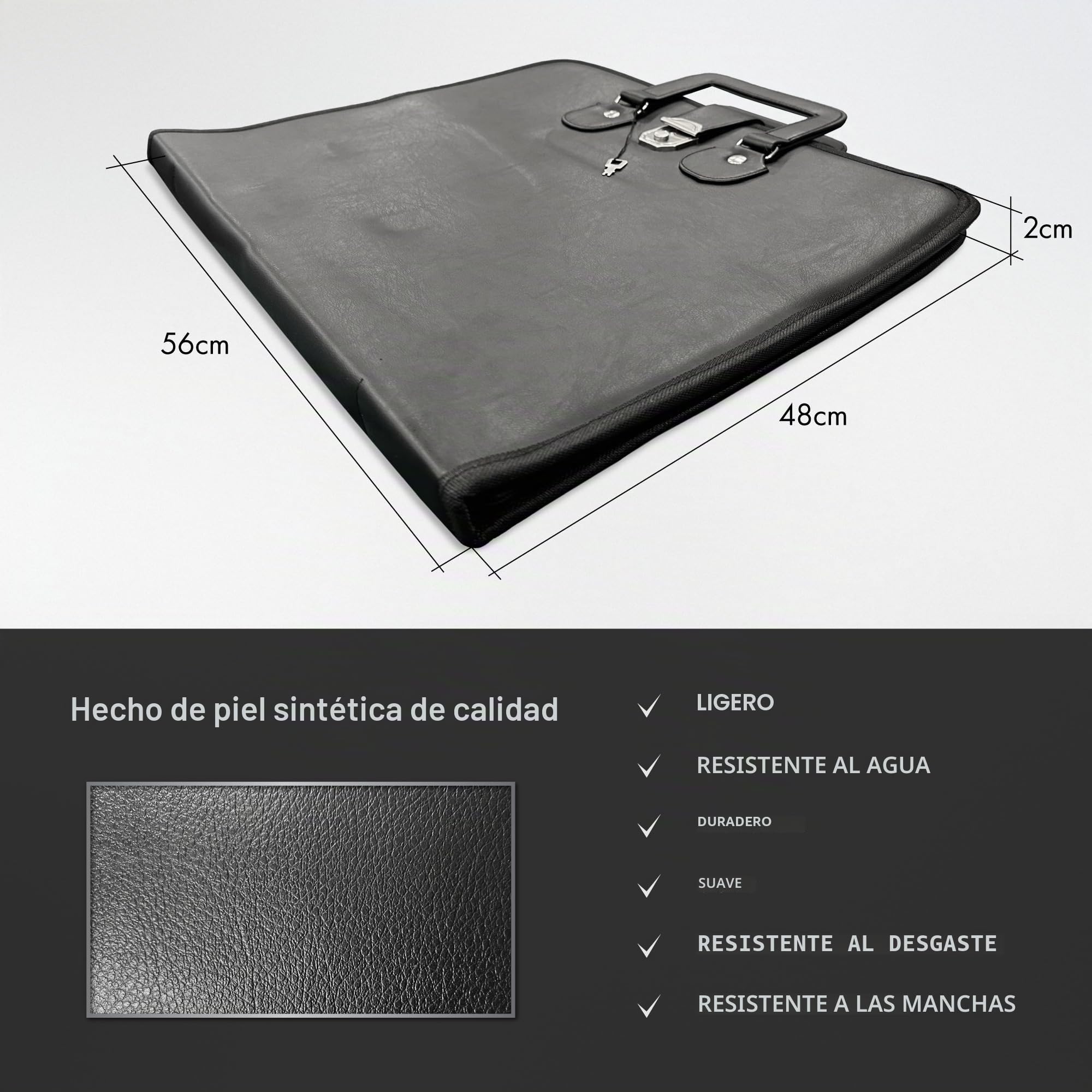 THE MASONIC COLLECTION - Funda Grand Soft con estilo de maletín - Fabricado con piel sintética - Resistente al agua - Un regalo masónico ideal para hombres, Black, 56cm x 48cm x 2cm, Minimal