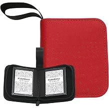 Card Binder 40 Capacity, Zippered Trading Card Holder for MTG, Sports & Collectible Cards Acid-Free, Durable & Travel-Friendly Storage Red dots