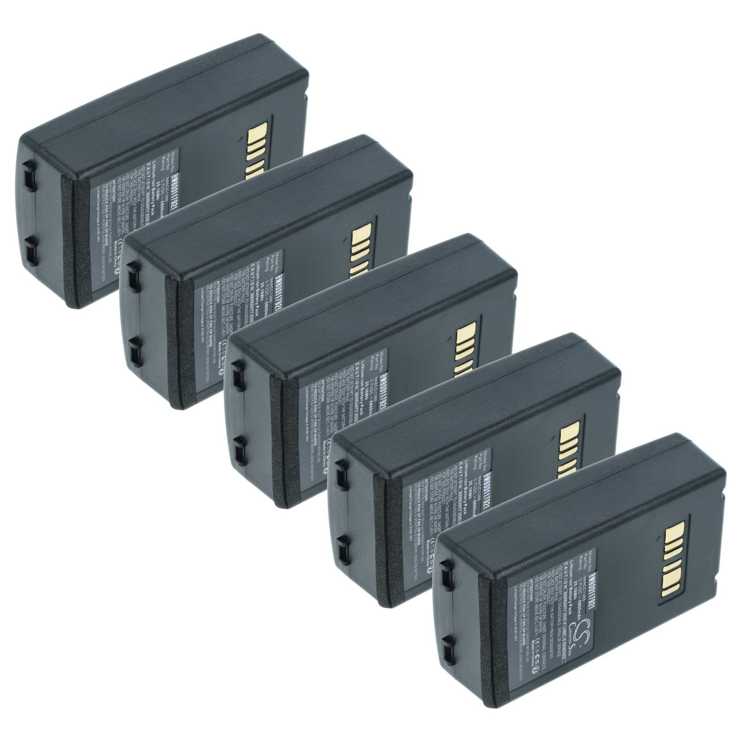 vhbw 5X Akku Ersatz für Datalogic 94ACC1386 | BT-26, BT-10 für Barcodescanner POS (6800 mAh, 3,7 V, Li-Ion)