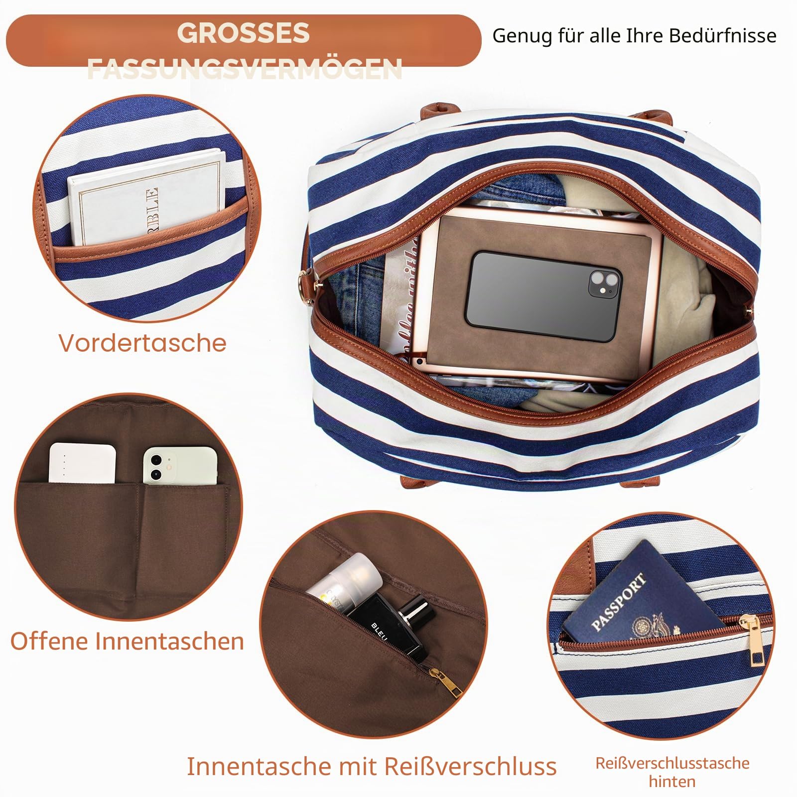 Weekender Tasche für Frauen aus Segeltuch, Übernachtungstasche, große Reisetasche, Handgepäck-Schultertasche, mit Schuhfach, perfekt für Reisen/täglichen Gebrauch/Geburtstagsgeschenk