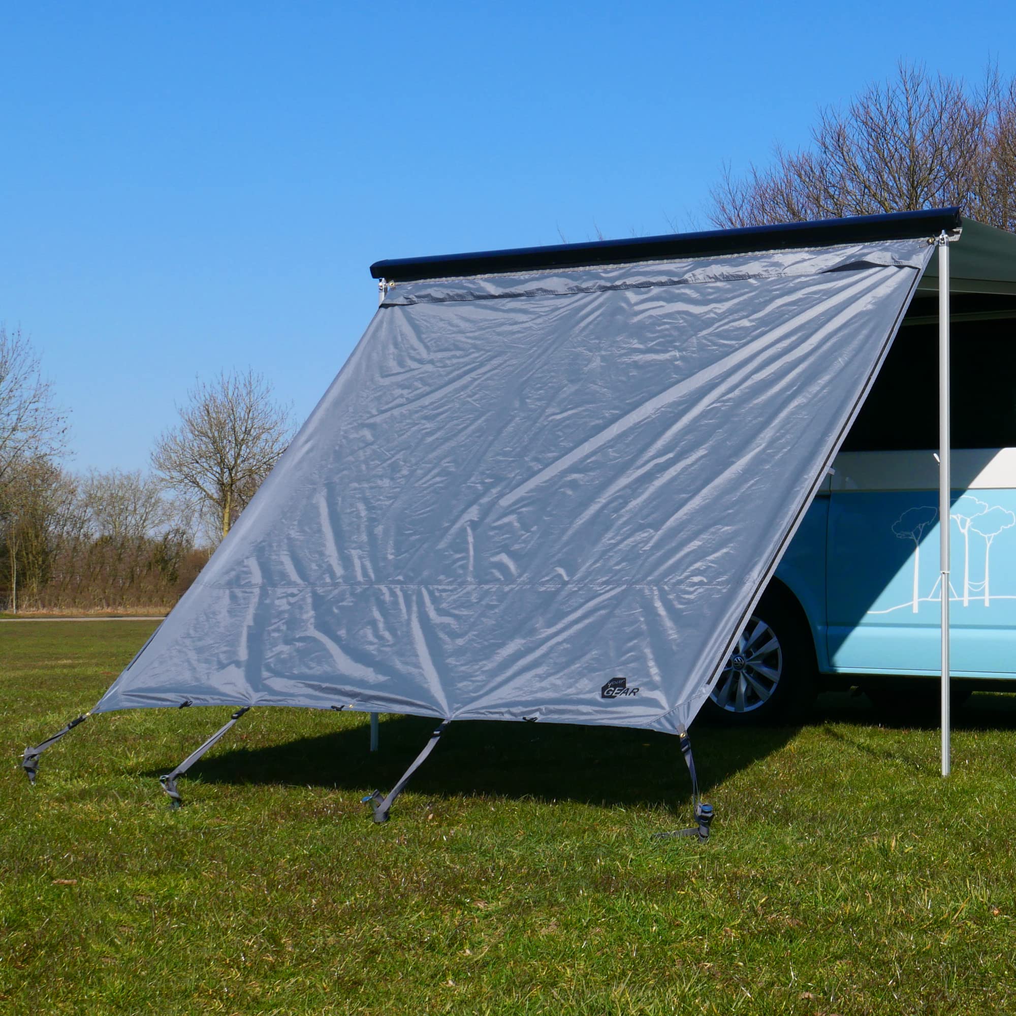 yourGEAR - Bus da campeggio Sun + Rain Blocker 2,4 x 2 m, versatile parete anteriore per tenda, protegge da sole, pioggia, vento, protezione UV 50+, 3000 mm