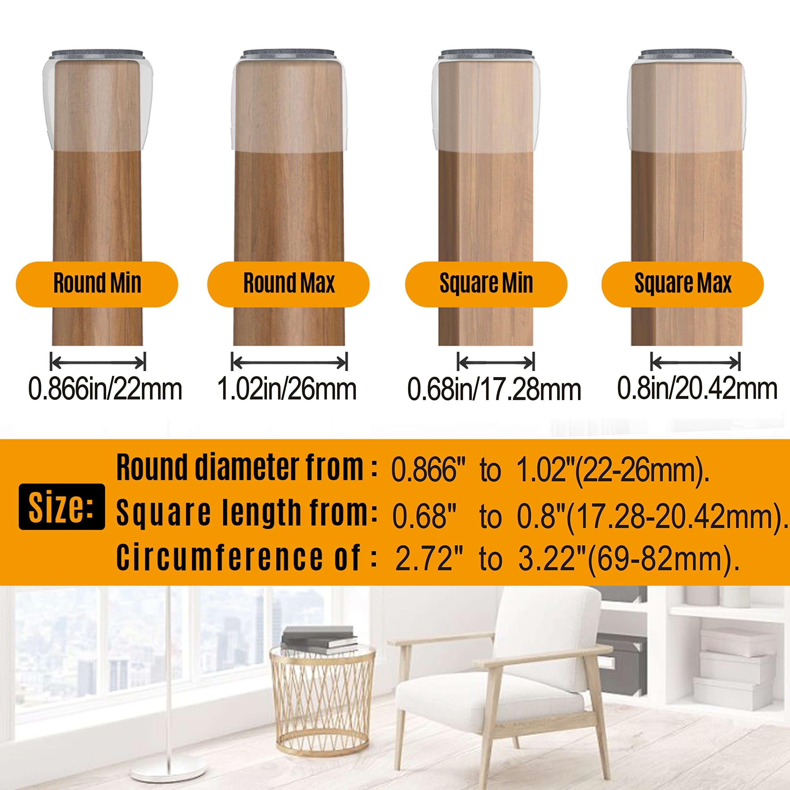16 fundas transparentes para patas de silla, 18 piezas de fieltro multiusos, para proteger muebles de alta gama y suelos de madera contra arañazos de ruido