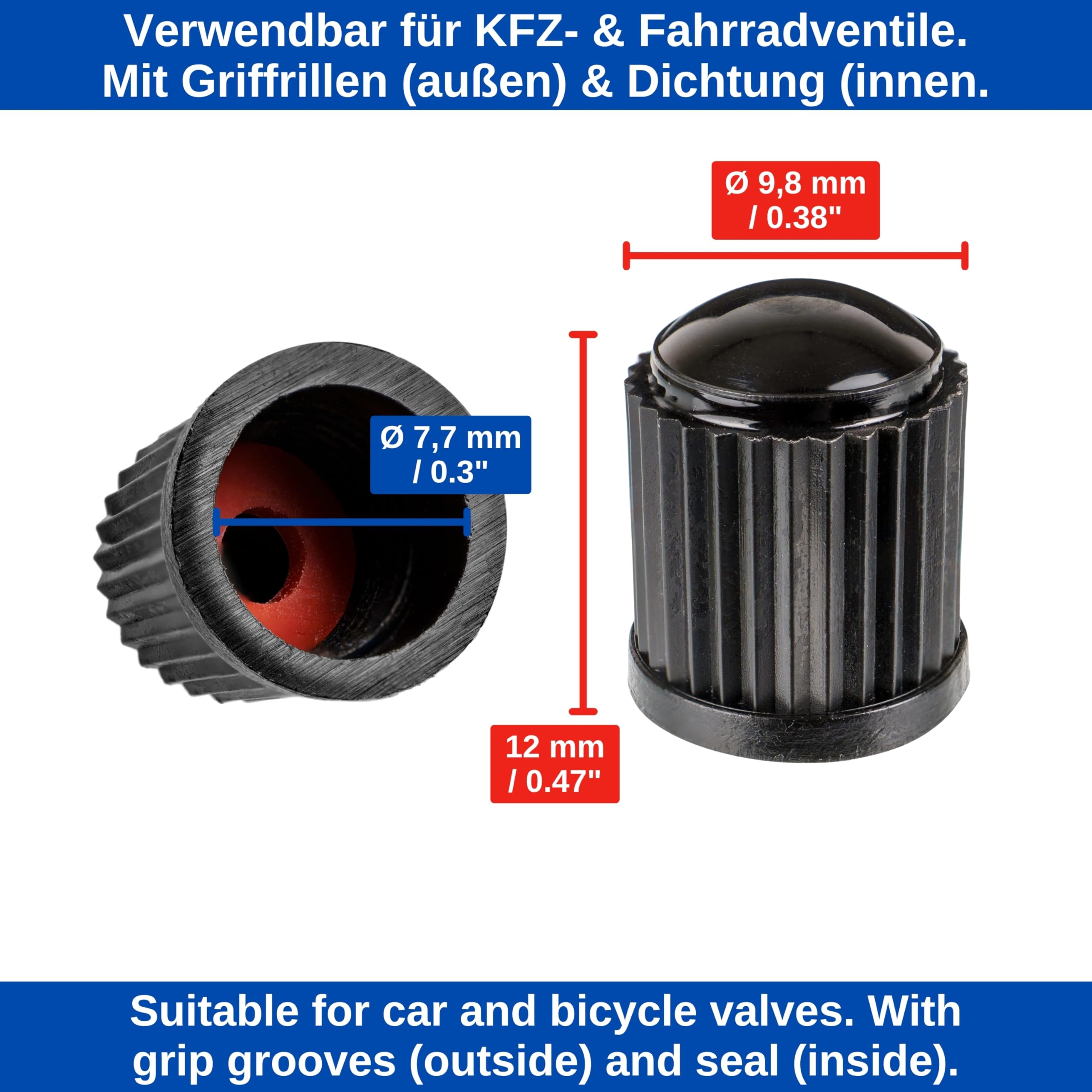 Pitlane Performance® Ventieldoppen 10 stuks – Universele ventielbeschermers voor Schrader-ventielen – Auto, SUV, motor, fiets – Duurzaam & stofdicht ( Zwart