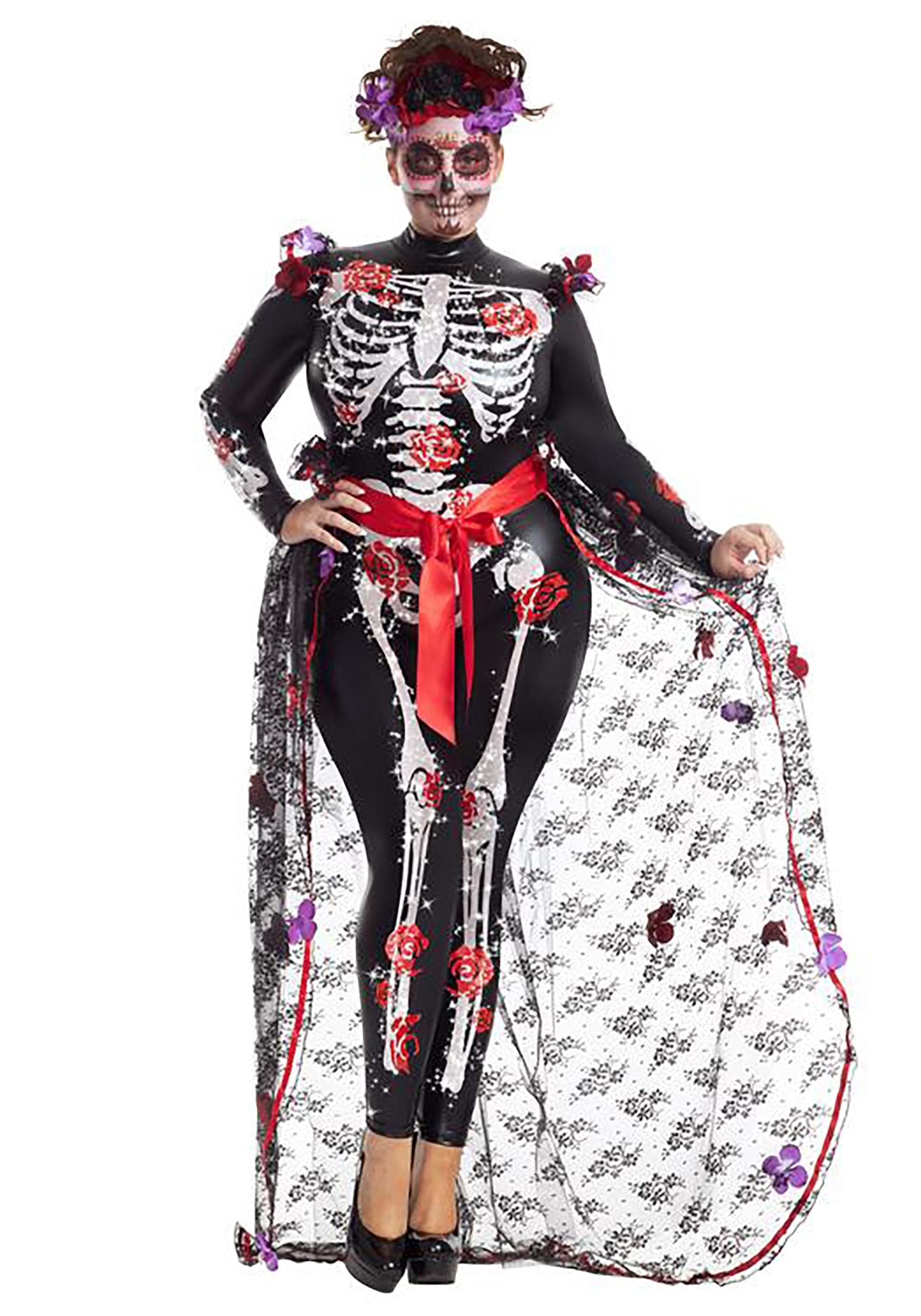 Party KingWomens Women's Plus Size Rosas Day of the Dead Costume