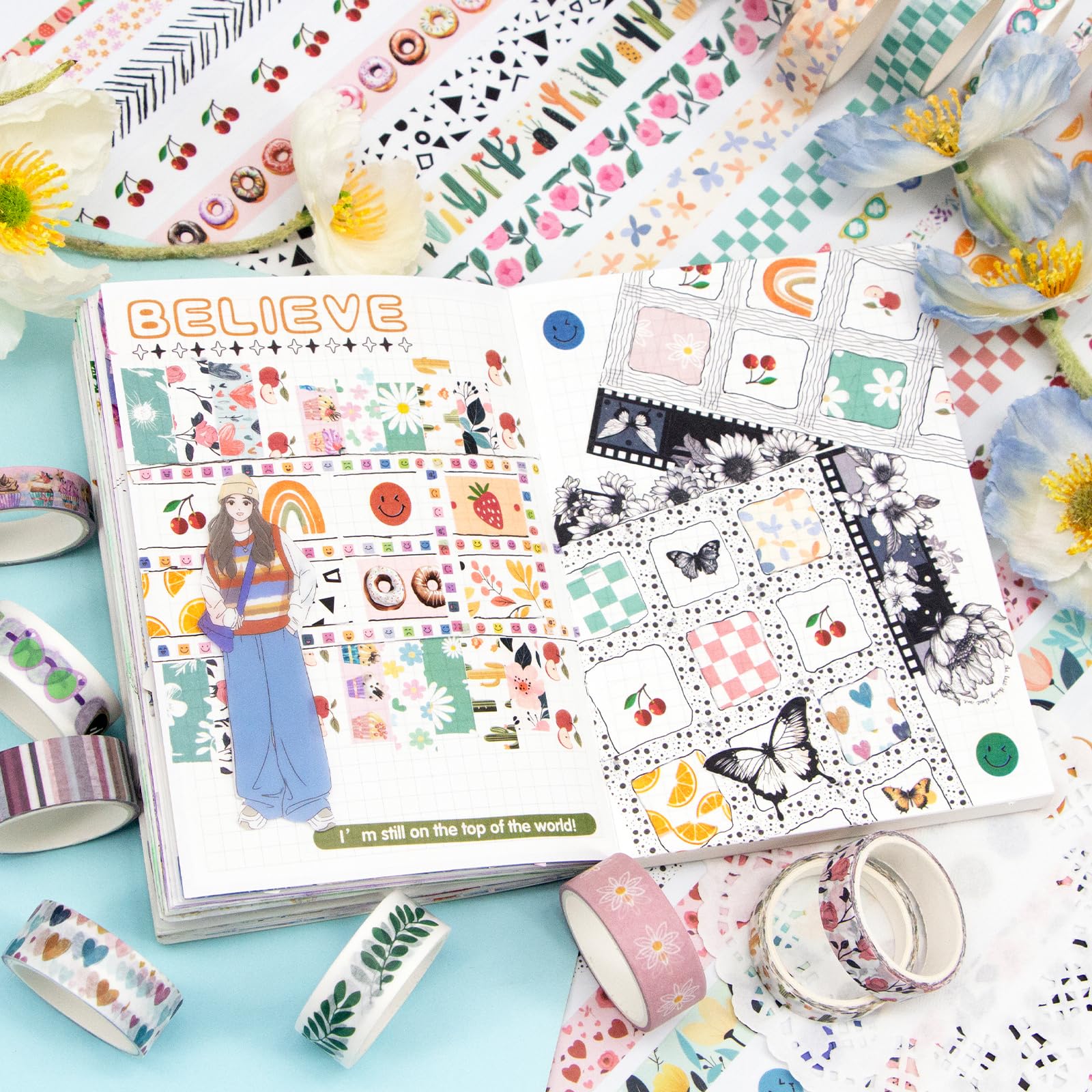 MOOKER Washi Tape Set - 55 Rolls Holiday Decorative Tape -6