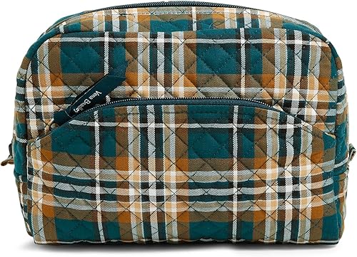 Vera Bradley Bolsa organizadora de maquillaje cosmético grande de algodón para mujer