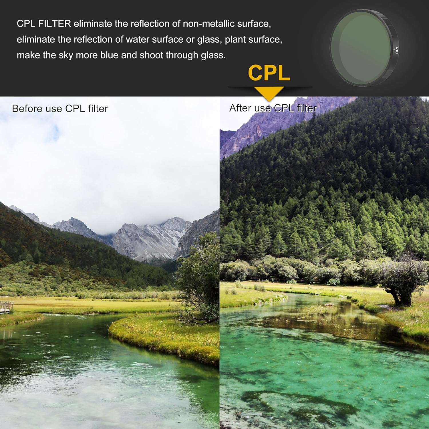 GEPULY 4-Pack ND CPL Filter Fit DJI OSMO Action 3/4/5 Pro - Snap-On ND8 ND16 ND32 Neutral Density Polarized Filter, Multi-Coated/Metal Frame/HD Glass Action Camera Accessories