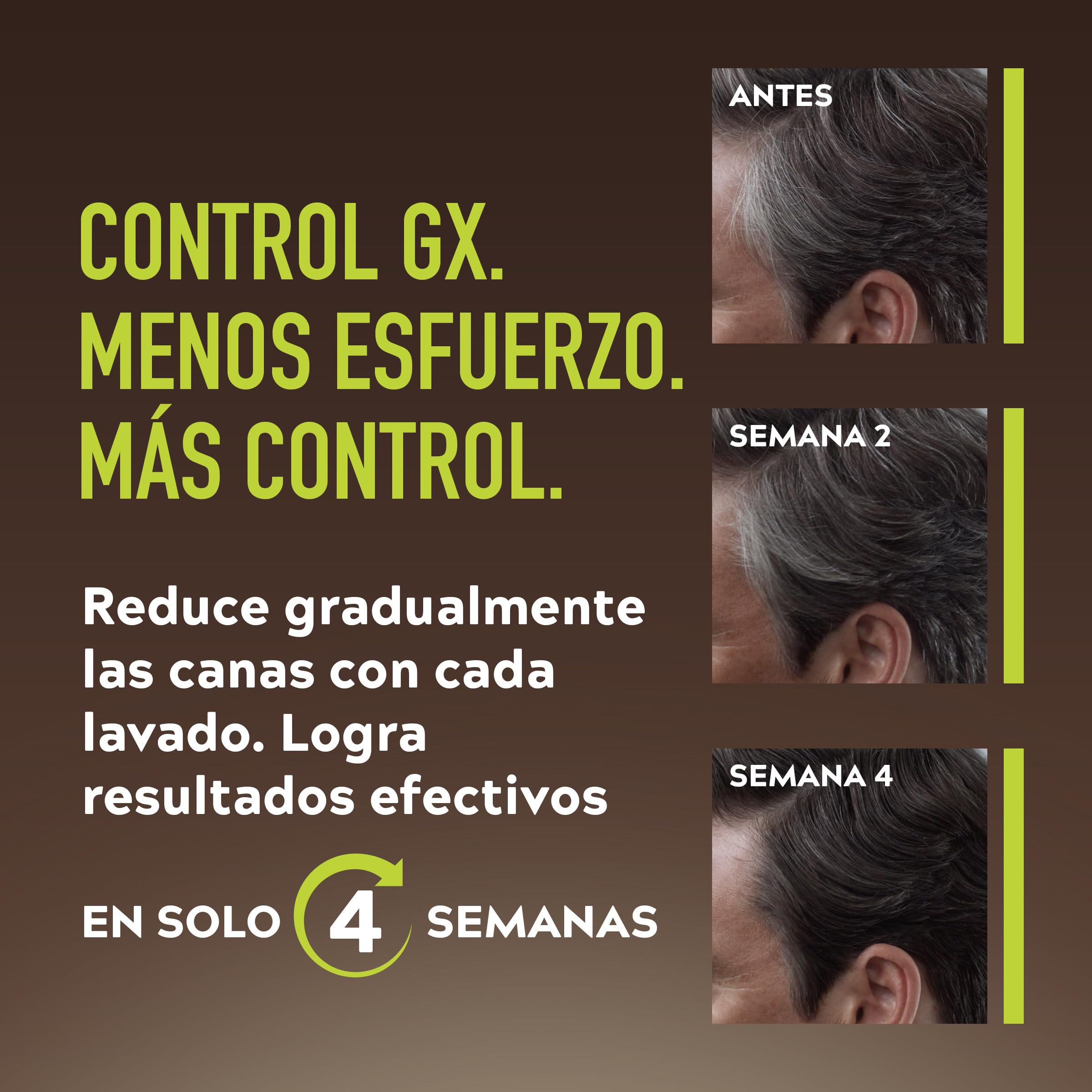 Just For Men Control GX Champú Reductor de Canas para Hombre, Reduce Las Canas Gradualmente en Cada Lavado, Con Aceite De Coco Y Aloe Vera, Para Todos Los Tonos, 118ml — view 2
