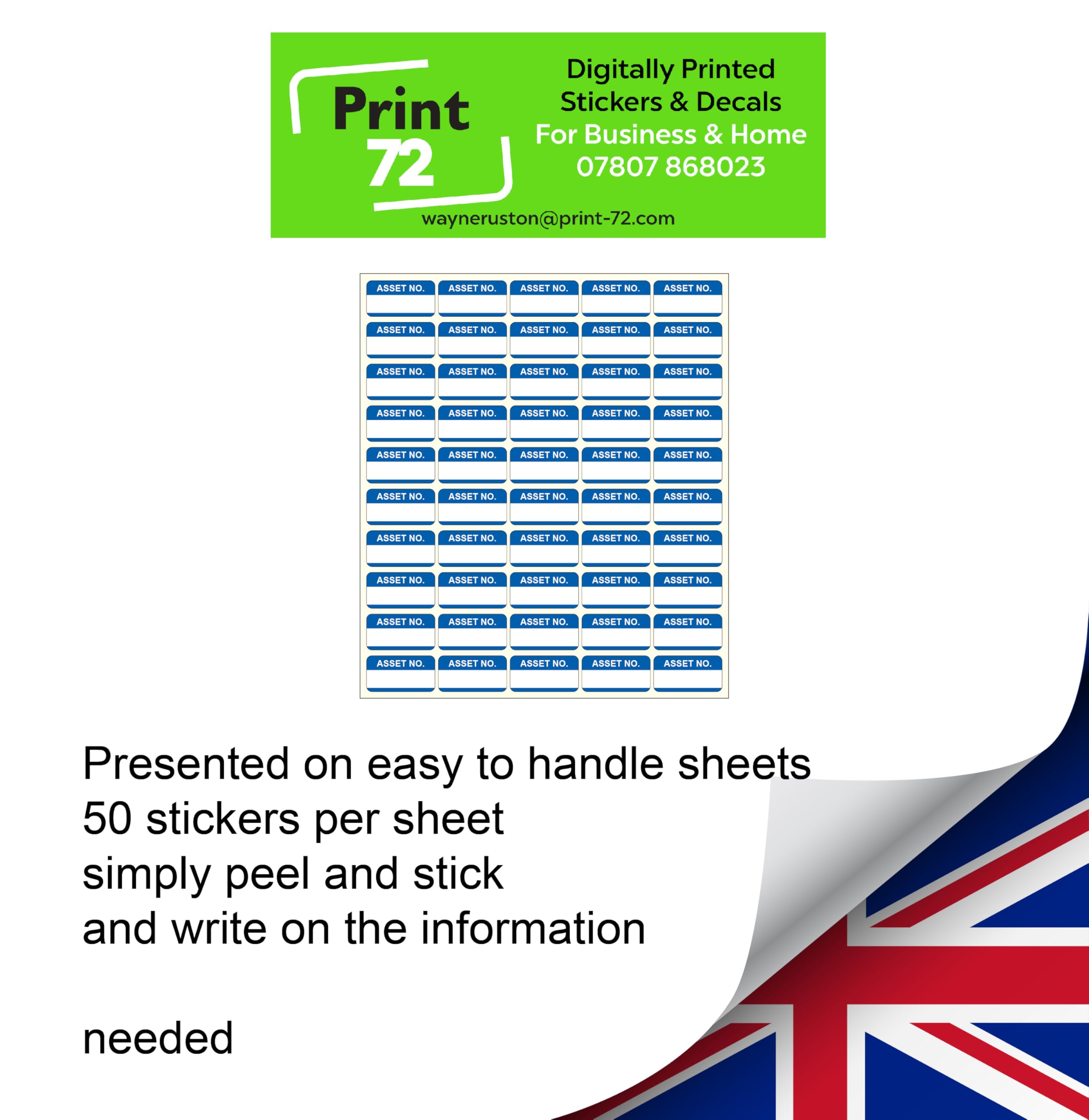 Asset Number Quality Control Labels- 250 Stickers 38mm x 22mm Blue - Image 4