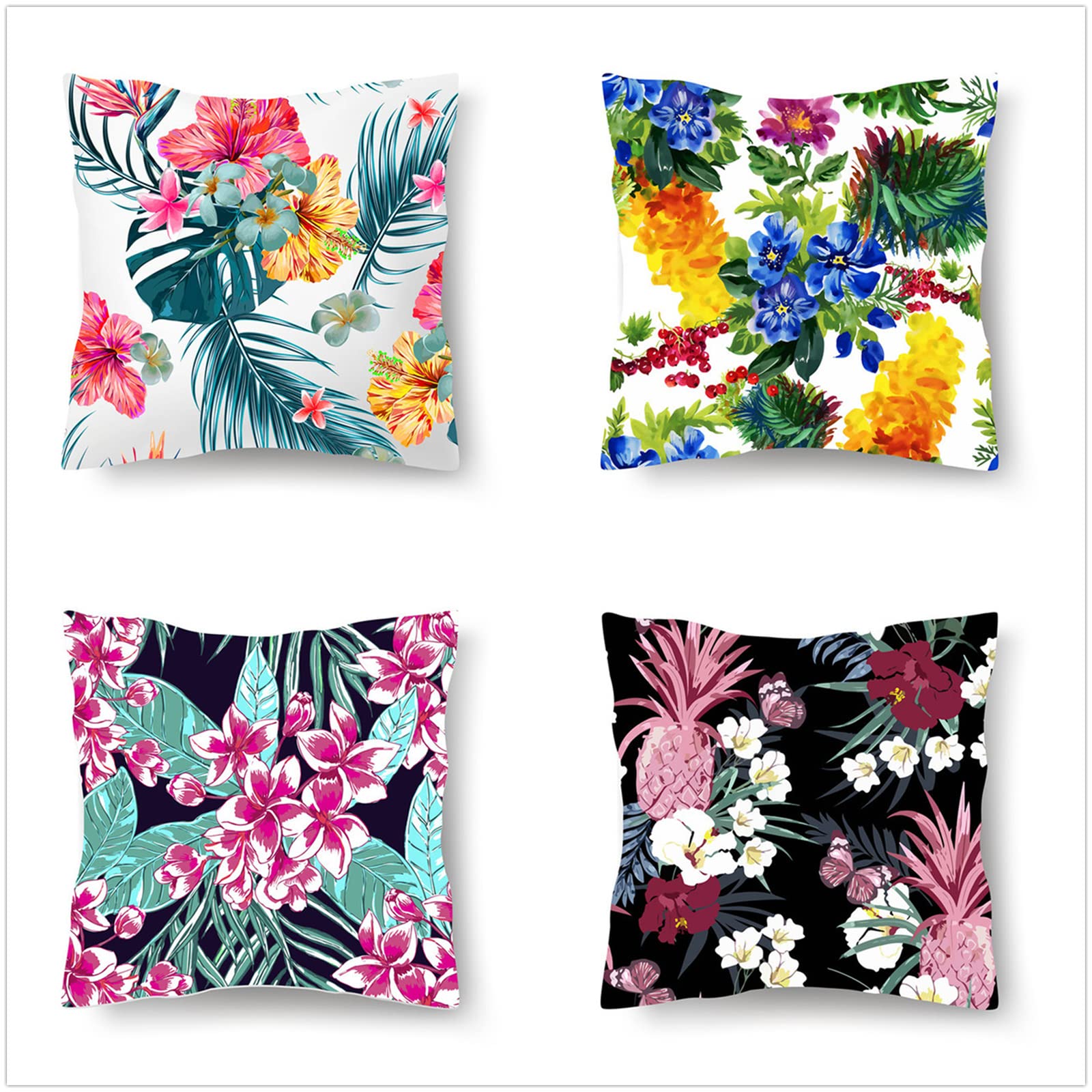 Set di 4 Fodere per Cuscini 100x100cm,cuscini per divano Piantare fiori Giardino Esterno Fodere per Cuscini Decorativi Short plush Quadrate per Cuscino,per Casa Soggiorno Camera da Letto Divano A405