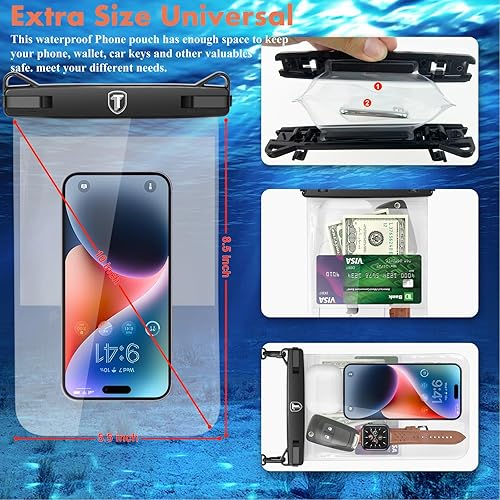 Miniatura 9 de Njjex Bolsa grande impermeable para teléfono 2 unidades Funda seca para teléfono celular hasta 10 pulgadas para Samsung Galaxy Note 20 Ultra S23 S22