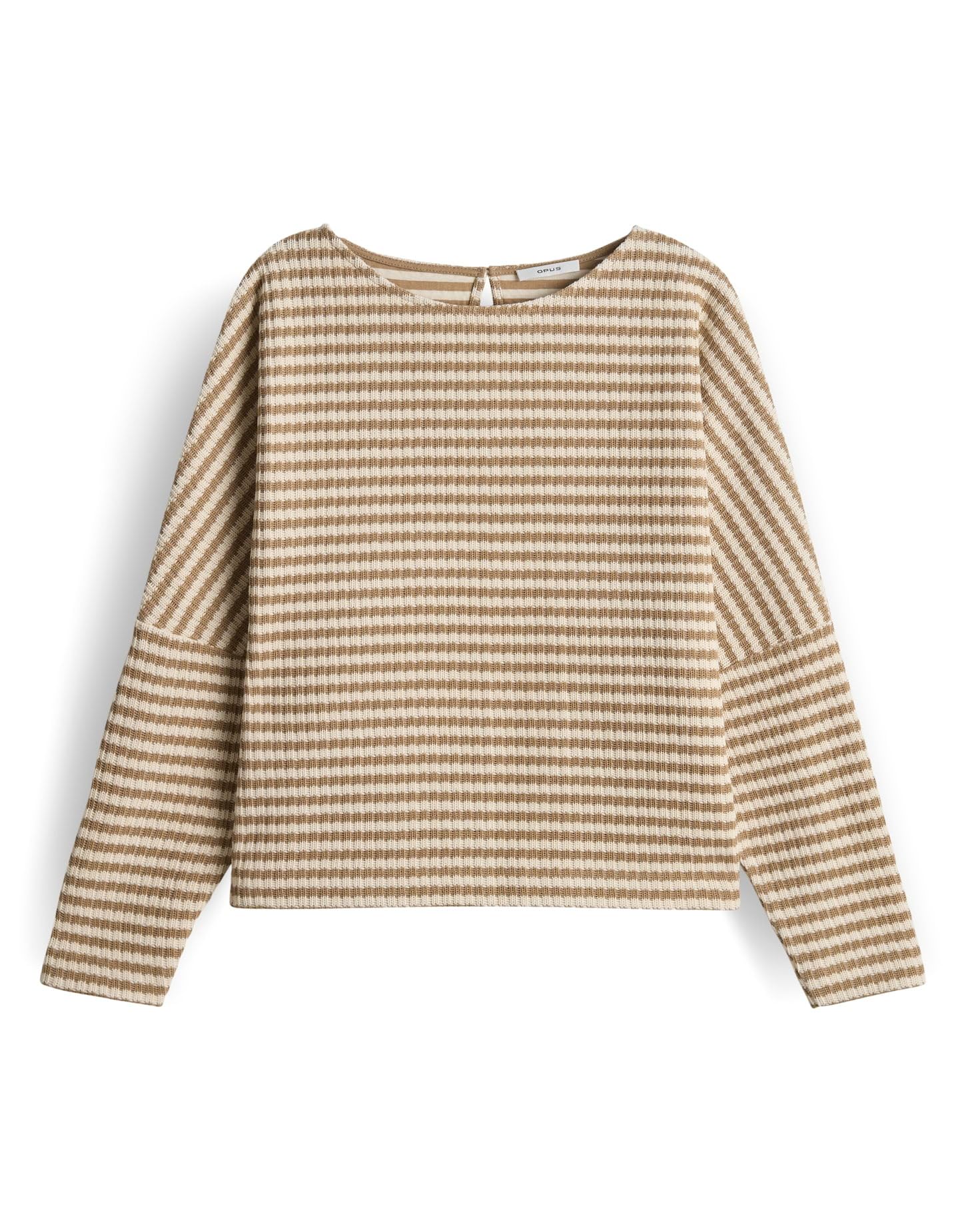 OPUS Damen Sweatshirt GRESH Regular Ringel Sweatshirt in Strickoptik Salted Caramel, 42