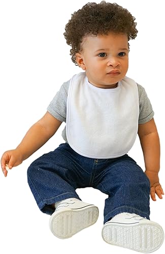 Miniatura 2 de Neat Solutions - Baberos de tela de rizo de punto de 2 capas de color liso, color blanco, paquete de 20 unidades