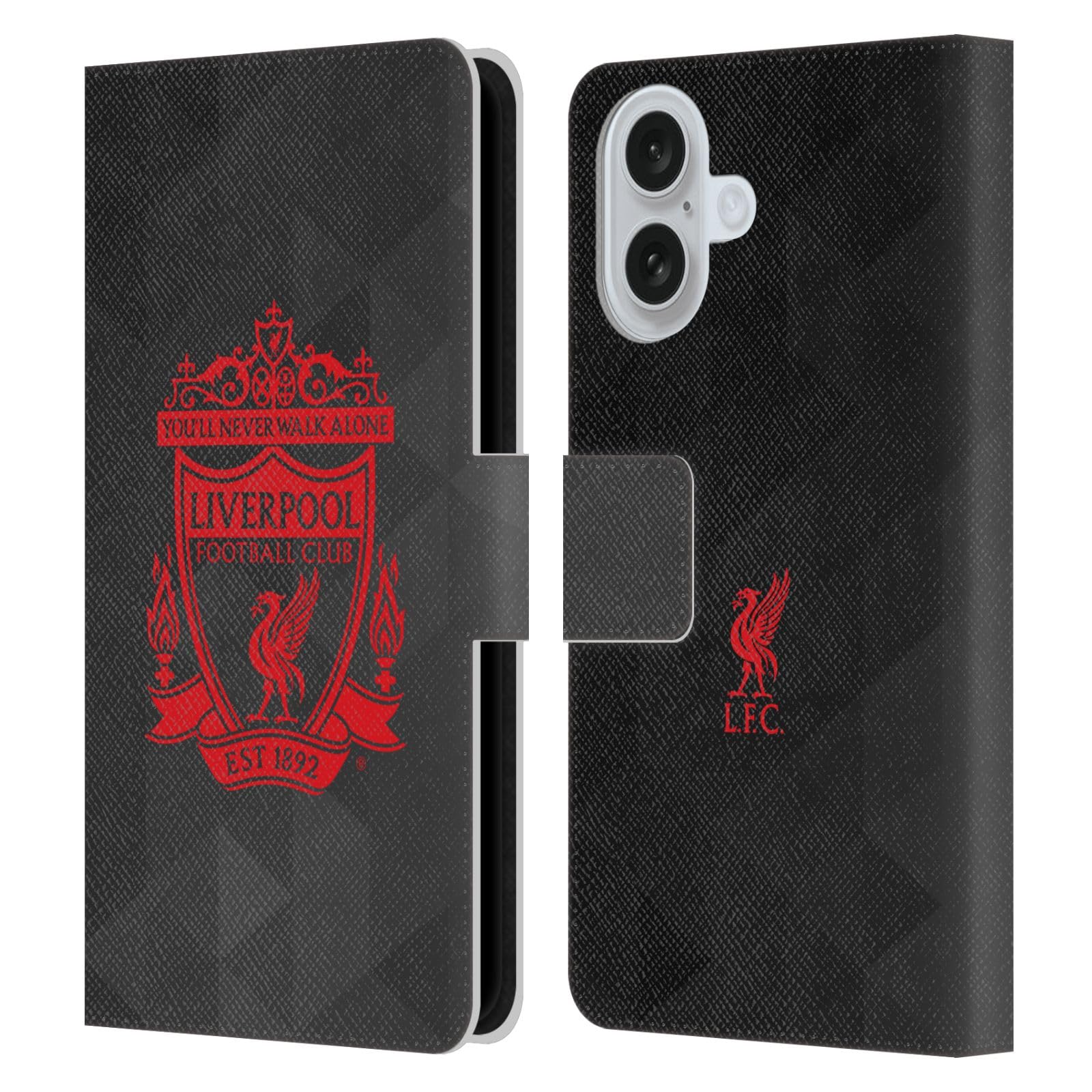 Head Case Designs Officially Licensed Liverpool Football Club Black Geometric 2 Crest 1 Leather Wallet Case Compatible With Apple iPhone 16