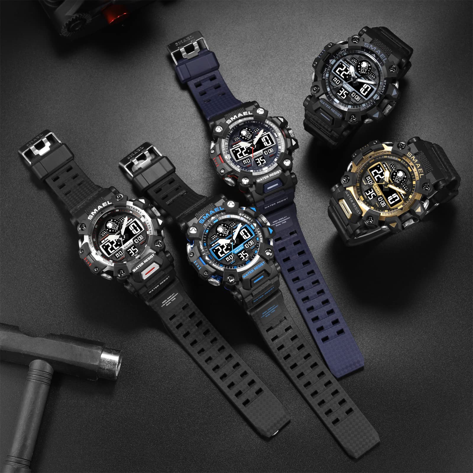 Relojes militares multifunción digital LED cara electrónica al aire libre resistente al agua fecha multifunción táctica alarma cronómetro para hombre reloj deportivo de cuarzo