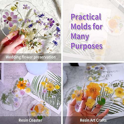 Miniatura 4 de Moldes de posavasos de resina, 4 moldes de silicona para posavasos de ágata para hacer posavasos de resina, tapete para tazas (flor)