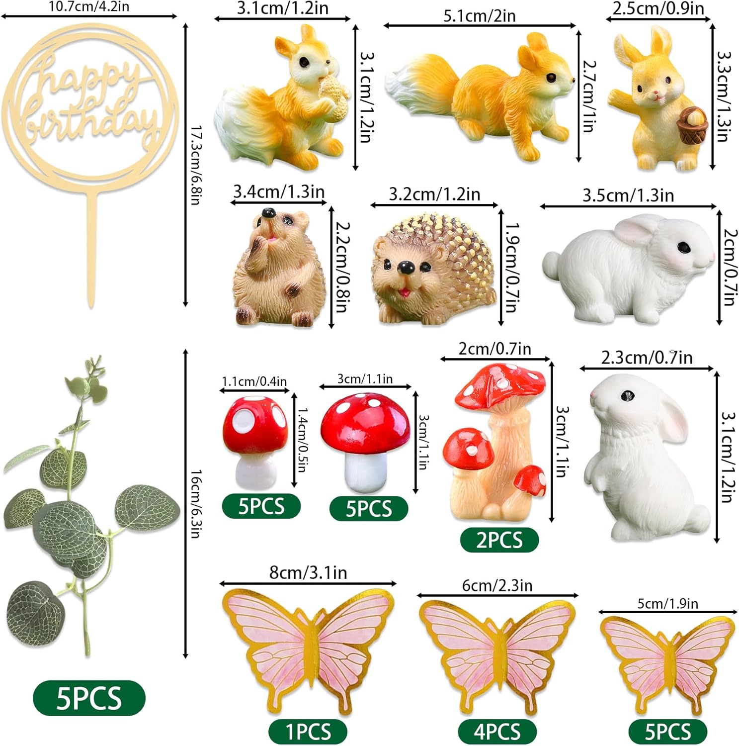 Bunny Squirrel Mushroom Cake Topper Mushroom Woodland Animal Cake Toppers Mushroom Cake Decorations Fairy Cake Decorations - Image 5
