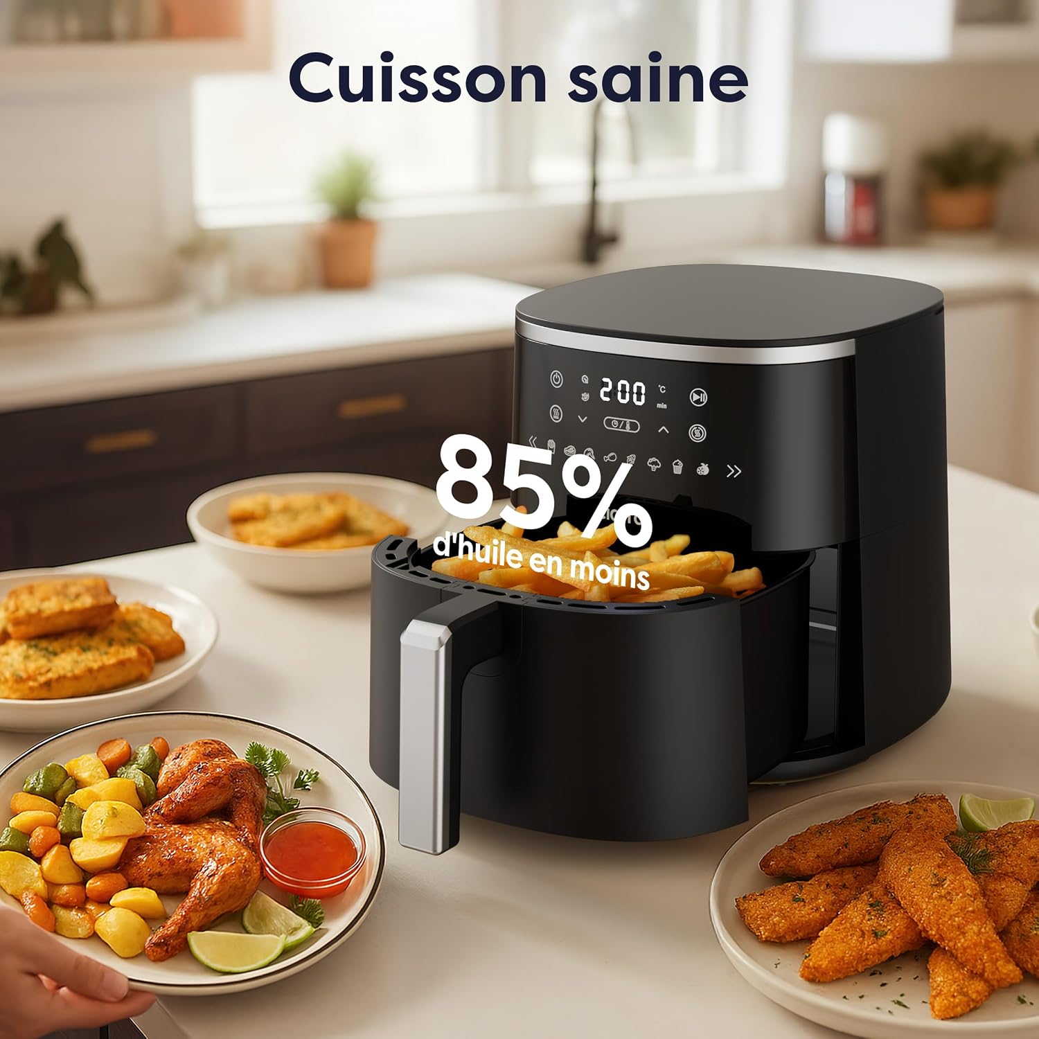 Side view of the CIARRA 5L Air Fryer.