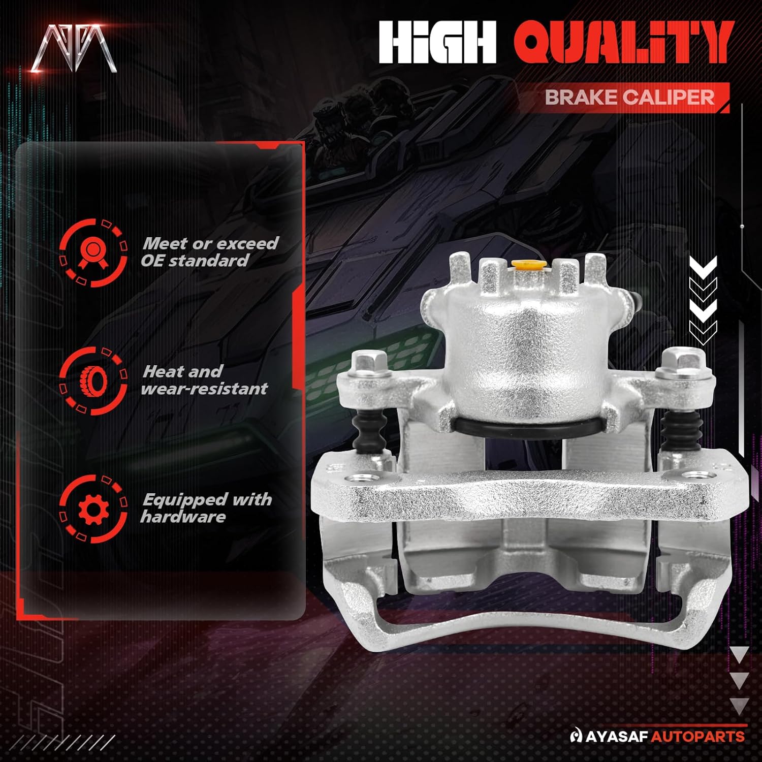 MAYASAF 19B2681 Front Right Brake Caliper Passenger Side Caliper Assembly Fit for Mitsubishi Lancer 2002-2007, w/Mounting Bracket & Metal Piston