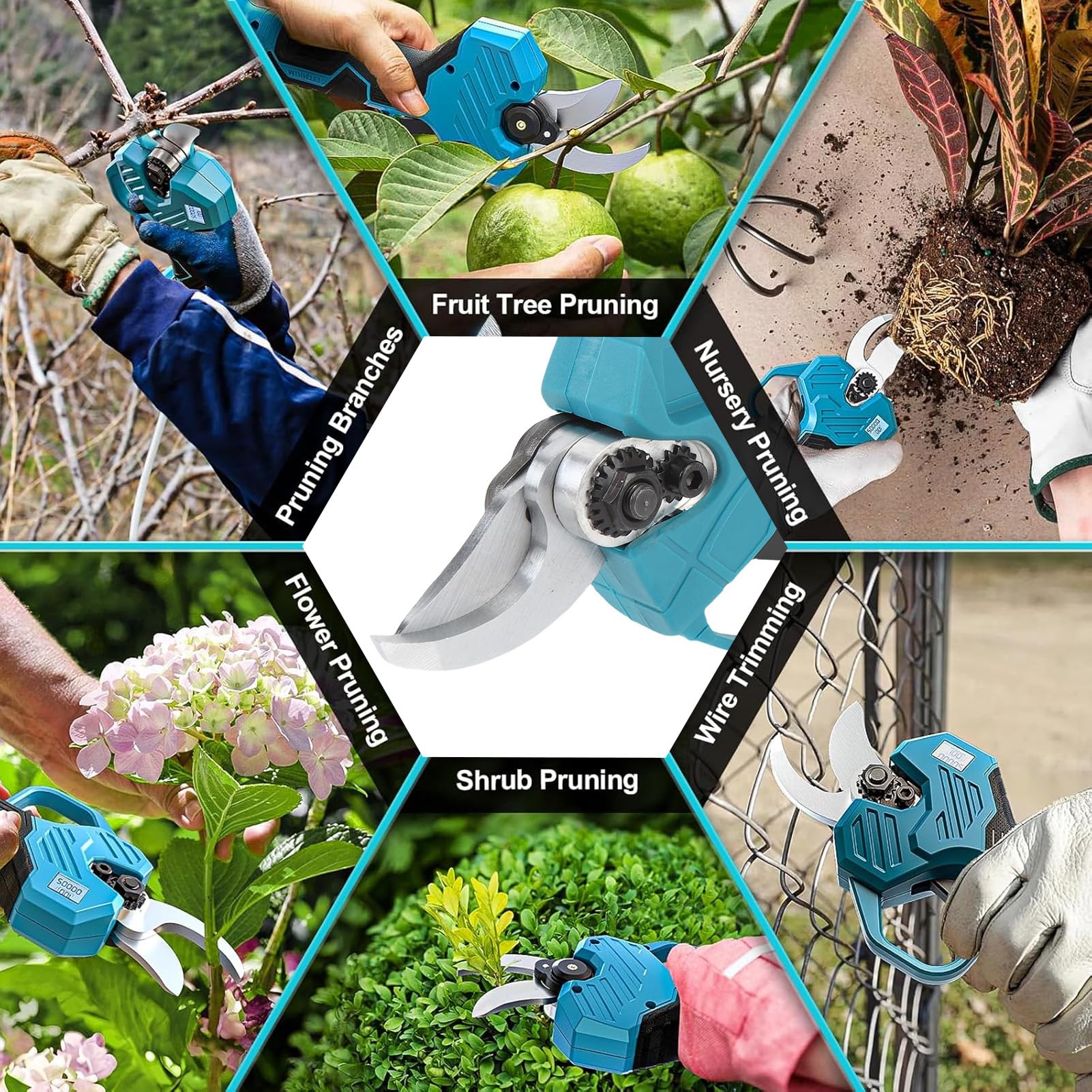 Generic Potatore Elettrico a Batteria Utensili da Taglio Efficienti per Alberi da Potatura da Giardino e Frutteto con Design Ergonomico