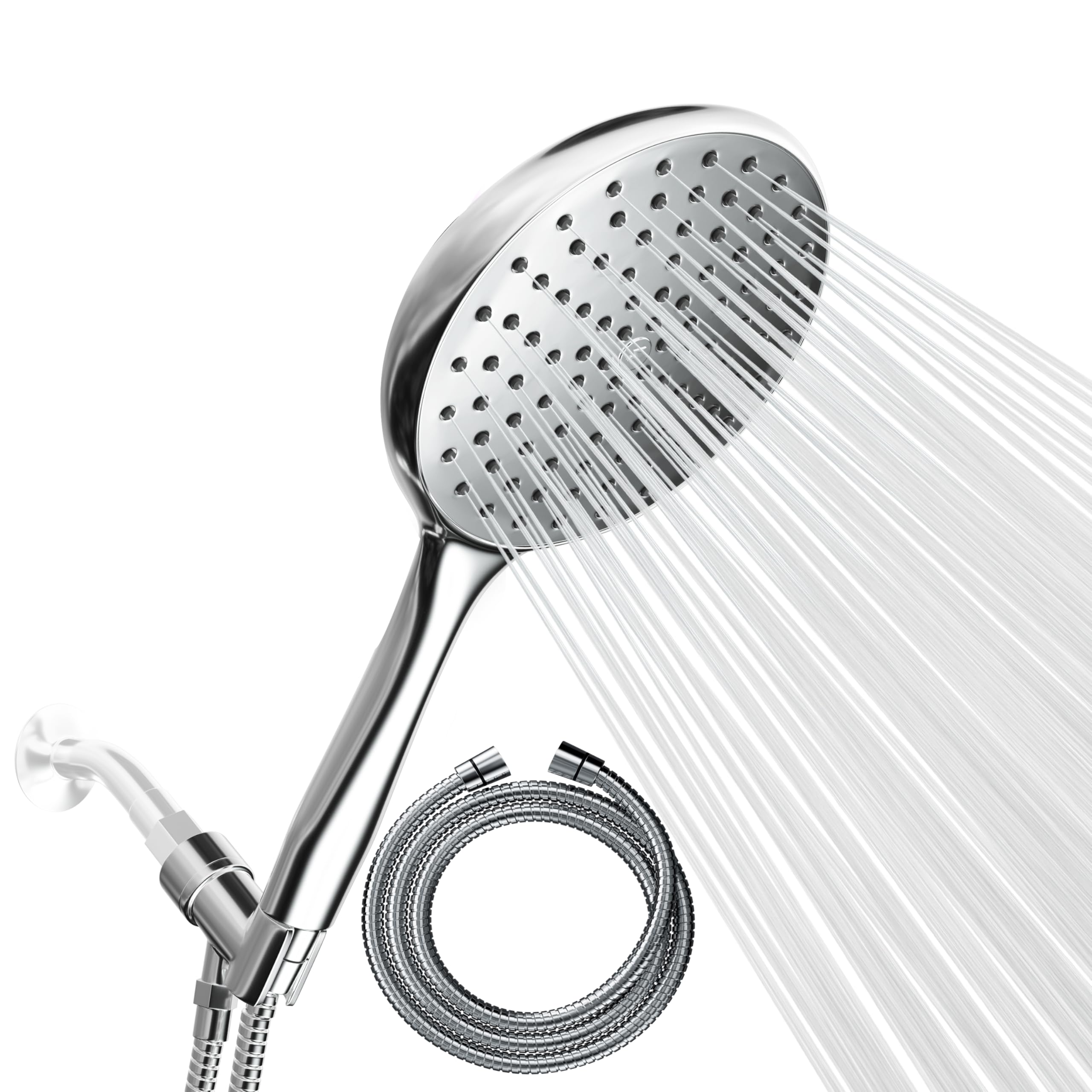 SparkPodHigh Pressure Handheld Shower Head with Hose- Huge 6-Inch Face- Rain Shower with Extra Long 6 ft. Hose and Premium Adjustable Bracket- Luxury Design -Tool-less 1-Min Installation (Chrome)