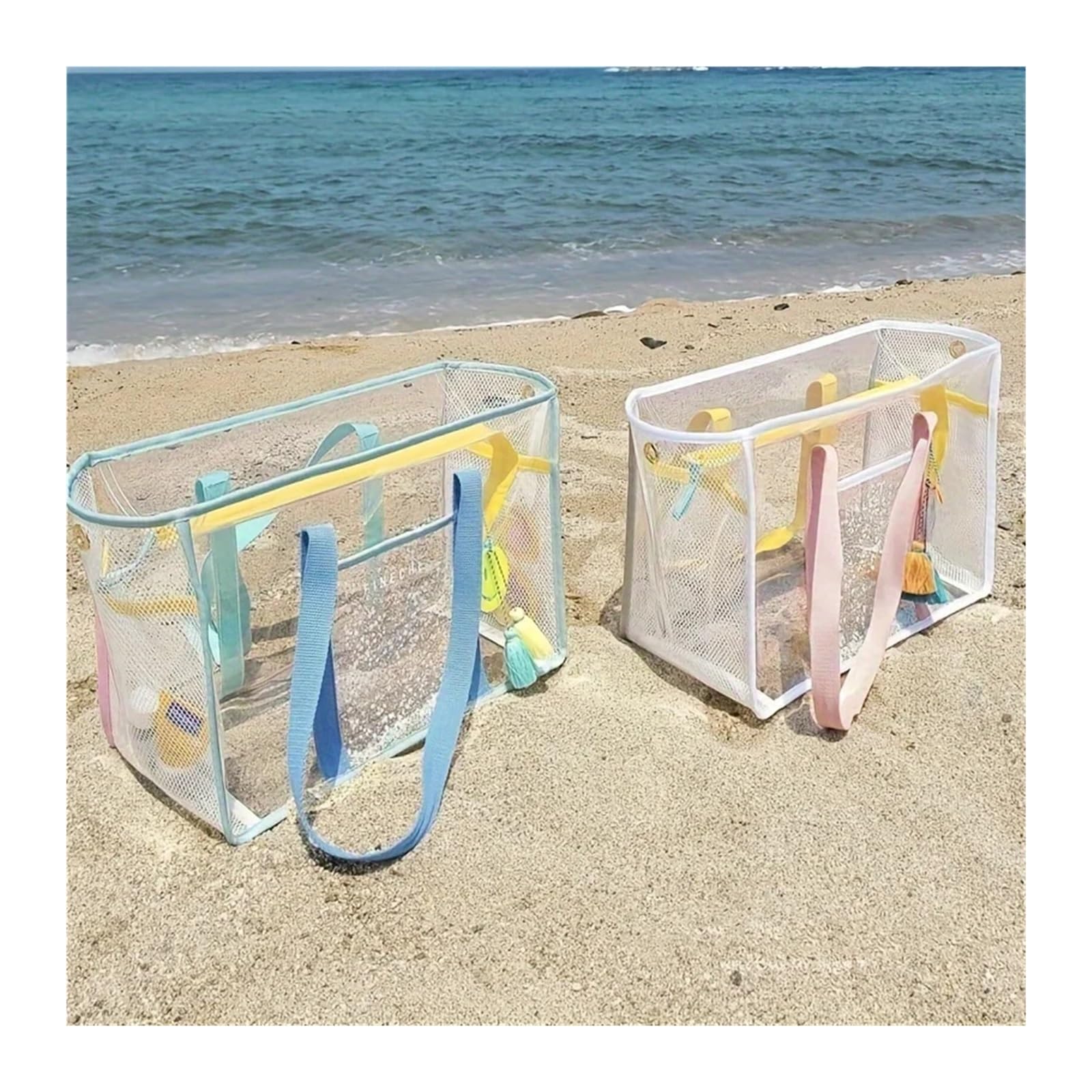 Generico Borsa extra large estiva da spiaggia in PVC picnic for donna impermeabile a tracolla for la spesa ﻿(Pink)