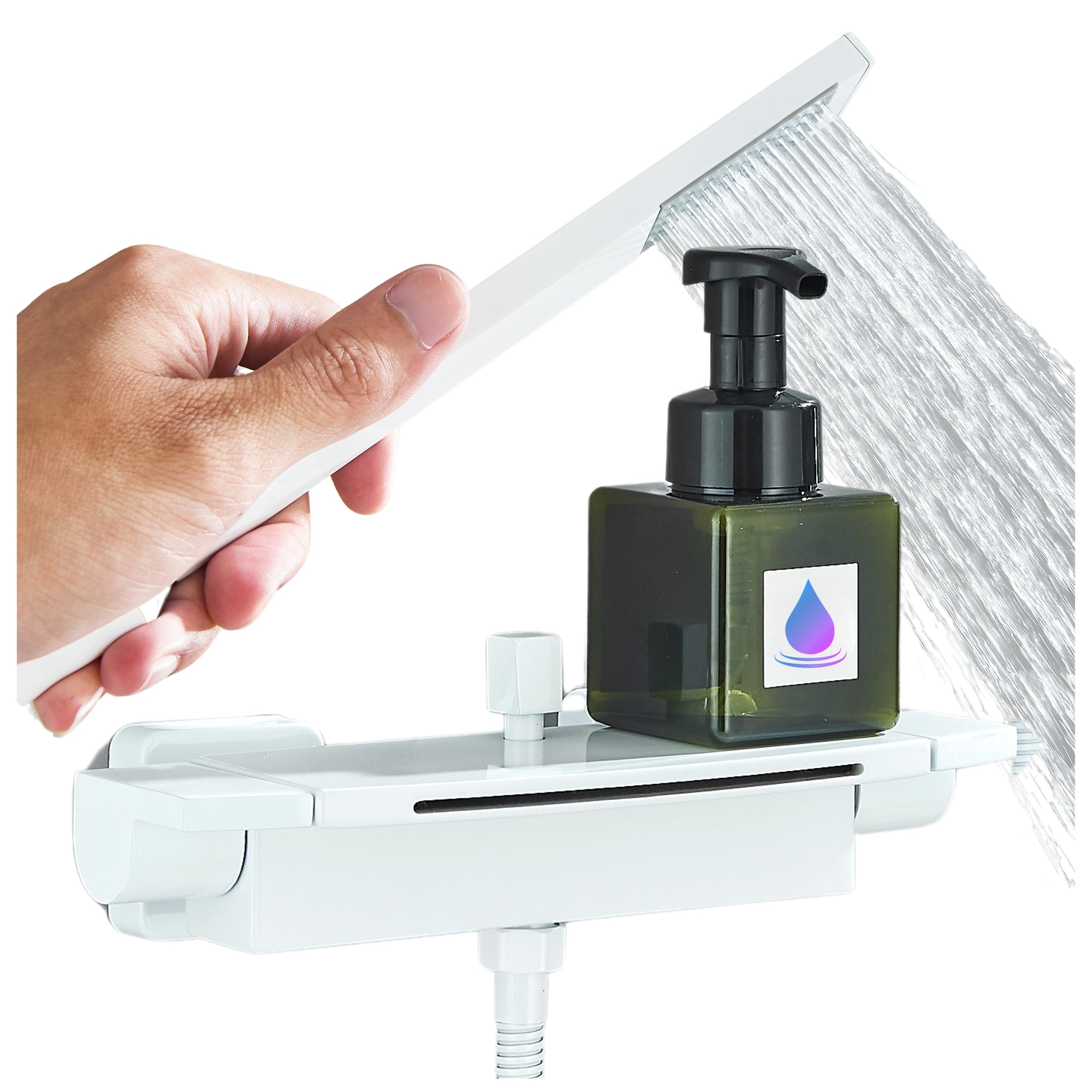 Robinet cascade mural blanc Ari mitigeur salle de bain encastré 150mm