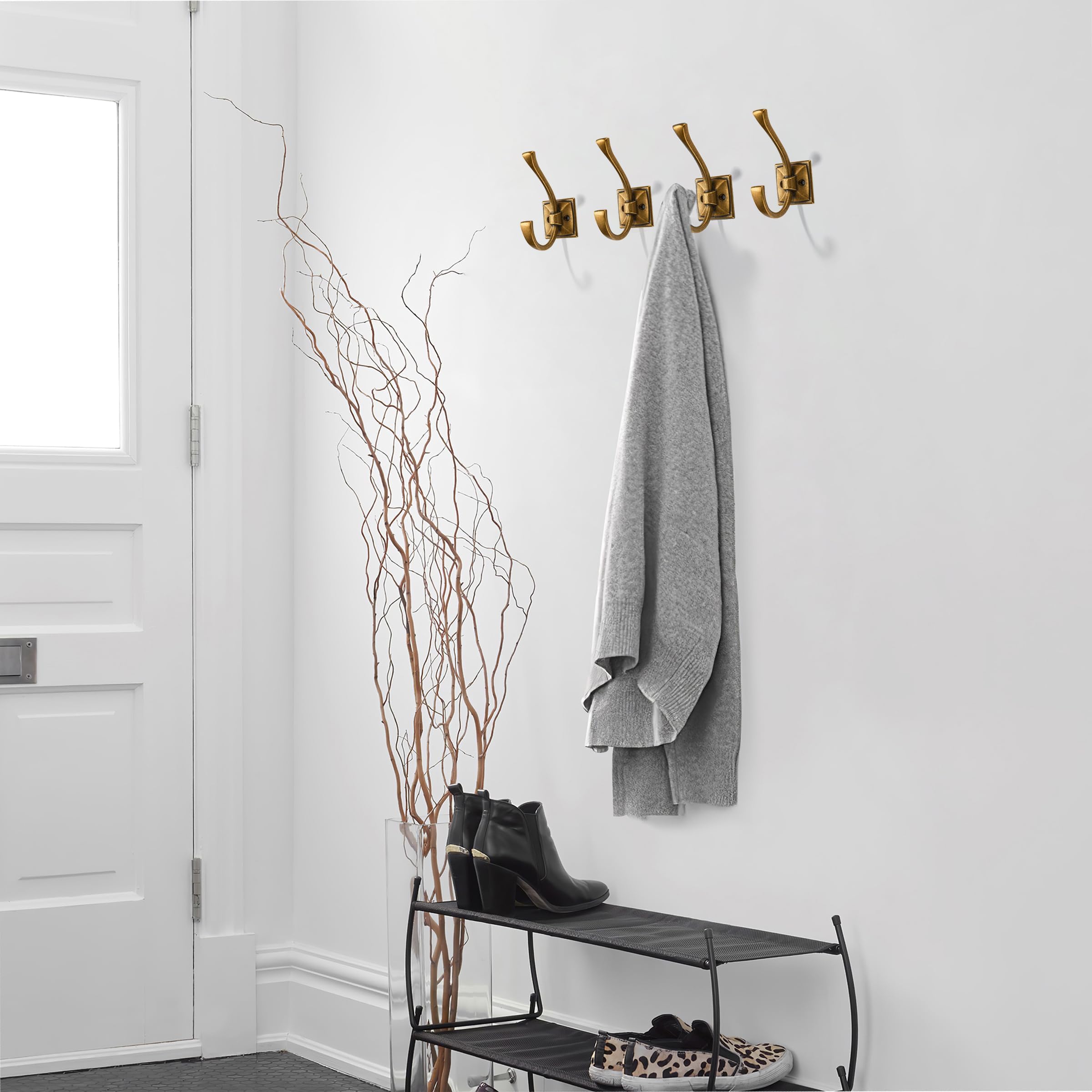 KHTUMEWARE-HOOK Antique English Brass Coat/Robe Hooks 2-Pack in Antique English Brass — KHTUMEWARE
