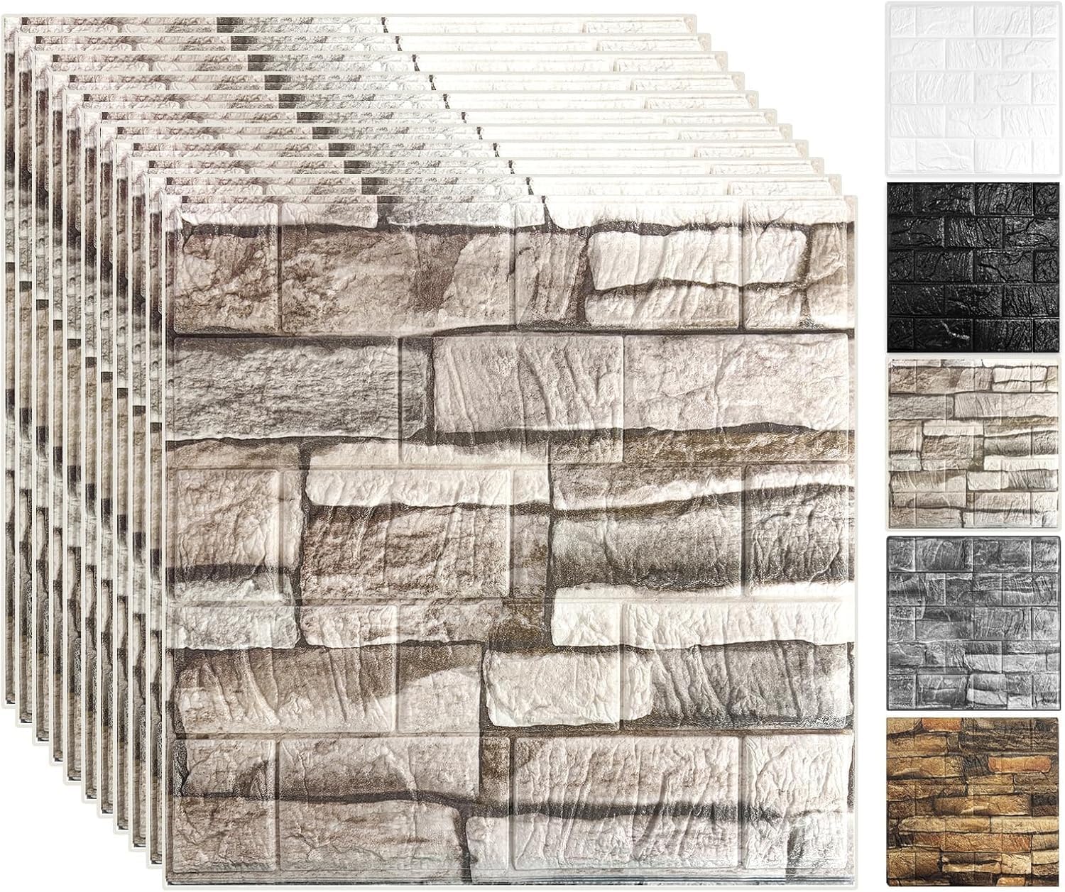 33 Pcs 3D Wall Panels Peel and Stick, 7mm Thickened 3D Wall Panel Foam Brick 11.8 * 11.8 in Imitation Brick Wallpaper Stone Wall Panel Foam Brick Self-Adhesive Wallpaper