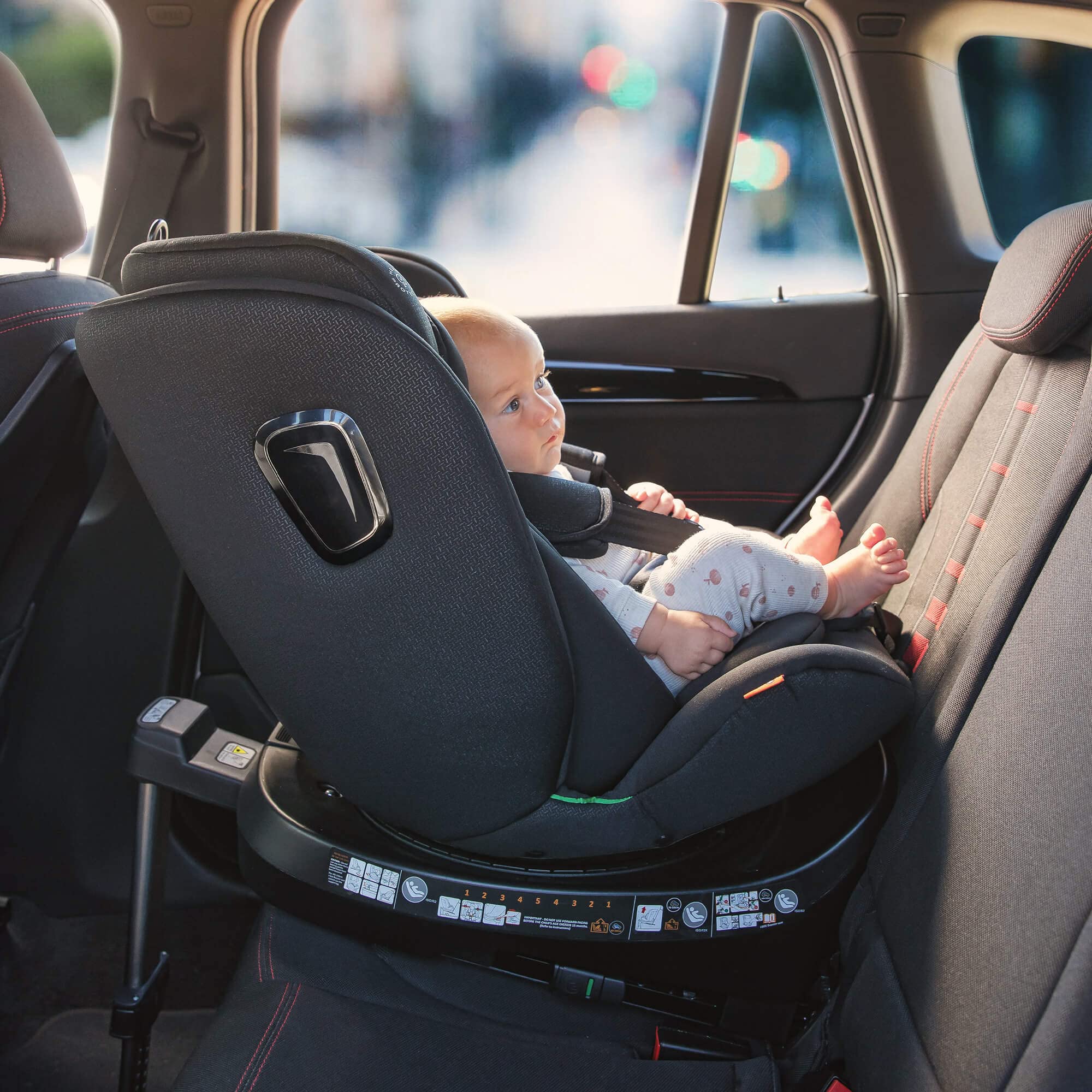 BABYAUTO - Aitana Baby Autositz 360° Drehbar ISOFIX mit Stützfuß - Kinder Autositz Gruppe 0+/1/2/3 (0-36 kg/0-12 Jahre) Autositz mit iSize - 5-Punkt-Sicherheitsgurt - Schwarz