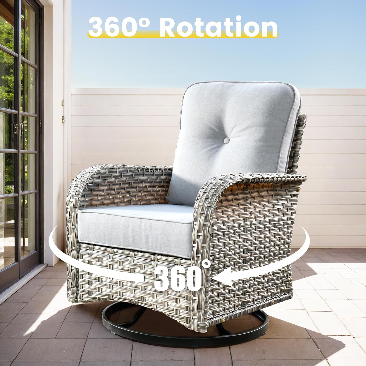 CAODOC Outdoor Sectional Patio Furniture Set,8 Pieces Wicker Conversation Sets L Shaped Couch,Out Door Sofa Outside Furniture with Swivel Chairs,Gray