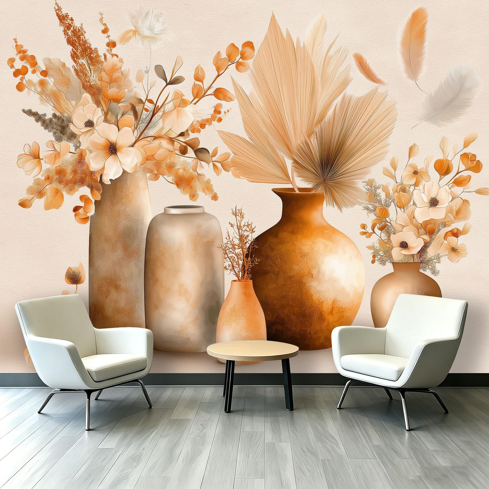 Tapeta w stylu boho – trawa pampasowa, roślina, fototapeta 300 x 210 cm – tapeta z włókniny, tapeta ścienna, tapeta z motywem, tapeta ścienna, dekoracja ścienna do salonu, pokoju dziewczynki, chłopca