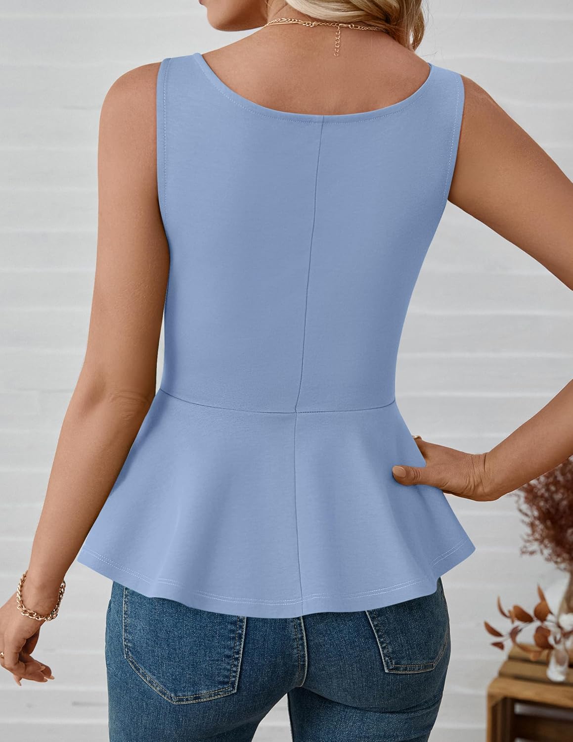 ZESICA Summer Tank Top for Women 2026 Work Business Sleeveless Shirts Casual Babydoll Peplum Blouse Tops - Image 3