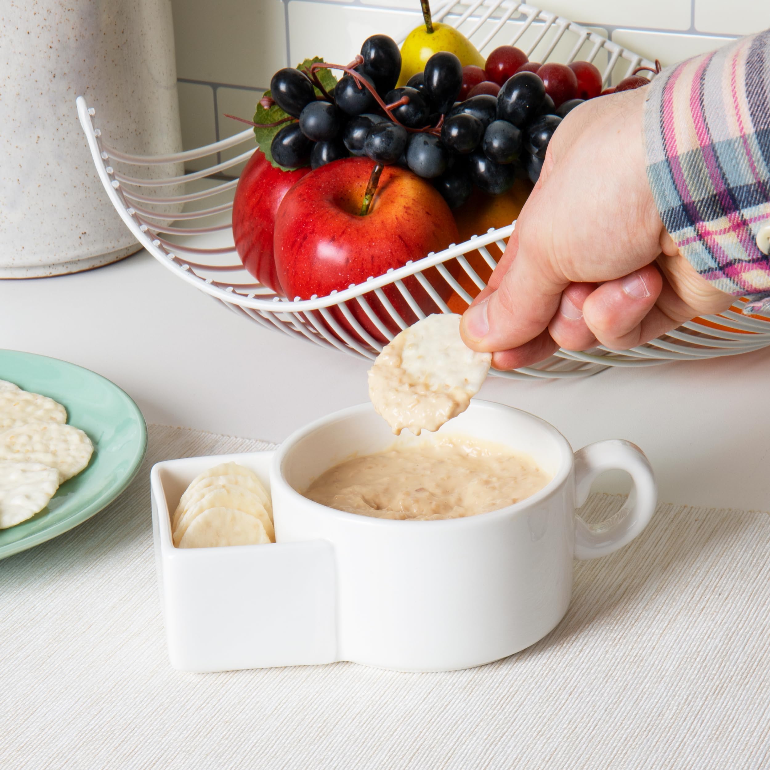 Suppenschüssel mit Cracker-Halter, Keramik, mikrowellengeeignet, Suppen- und Sandwich-Kombination, Doppelgriff-Müslischale und Dip-Tasse