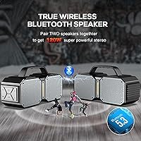 Vista 3 de BUGANI Altavoz Bluetooth Shock, Bluetooth 5.3 portátil, impermeable, 60W de gran potencia, altavoz para exteriores, (Nuevo modelo)