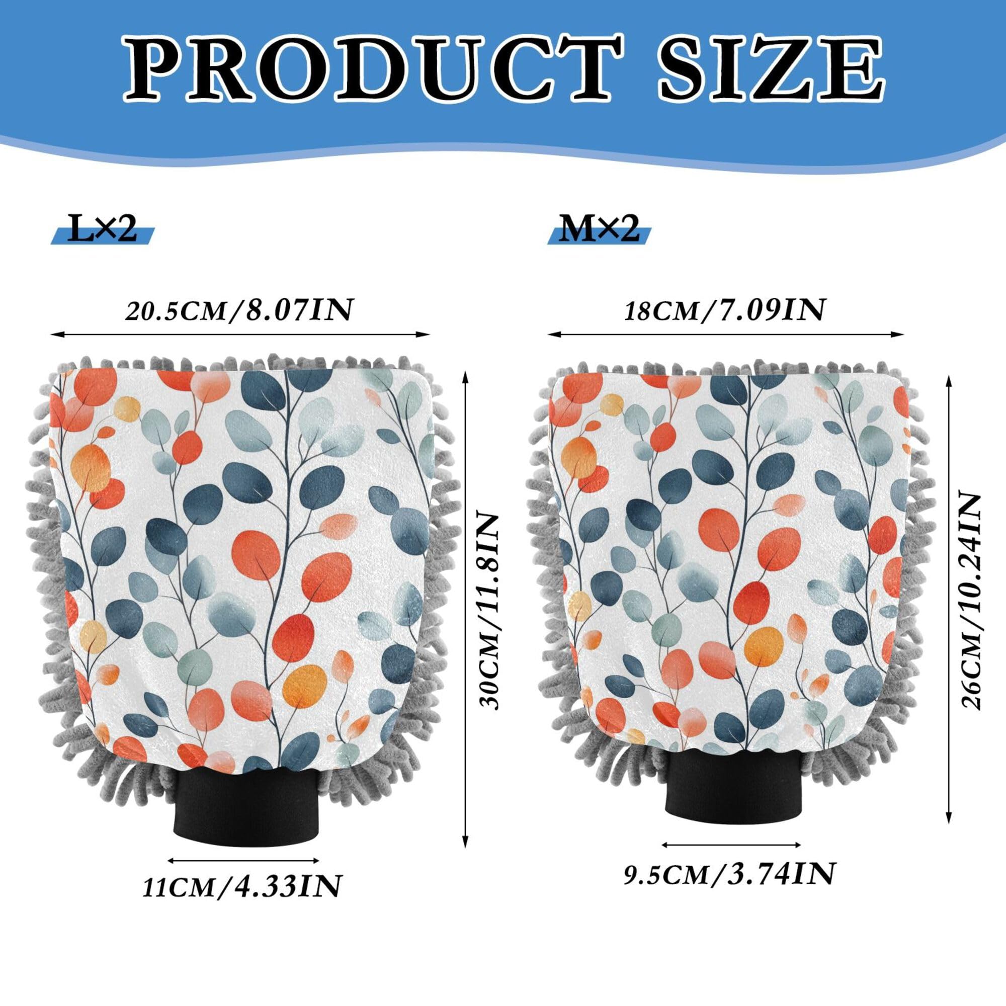 Aesthetics Eucalyptus Leaf Wash Mitten for Cars 11.8'' Car Washing Glove Scratch Free Clean Safe Mitt for Auto Supplies