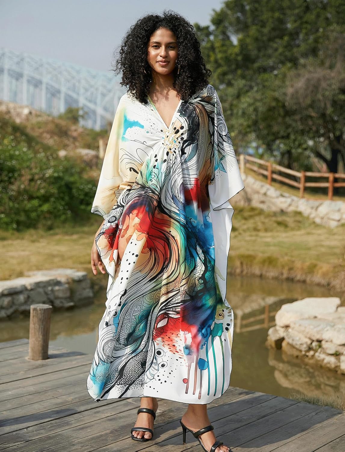 Kaftan Dress for Swimwear Women Plus Size Bathing Suit Cover Up Beach Robe - Image 3