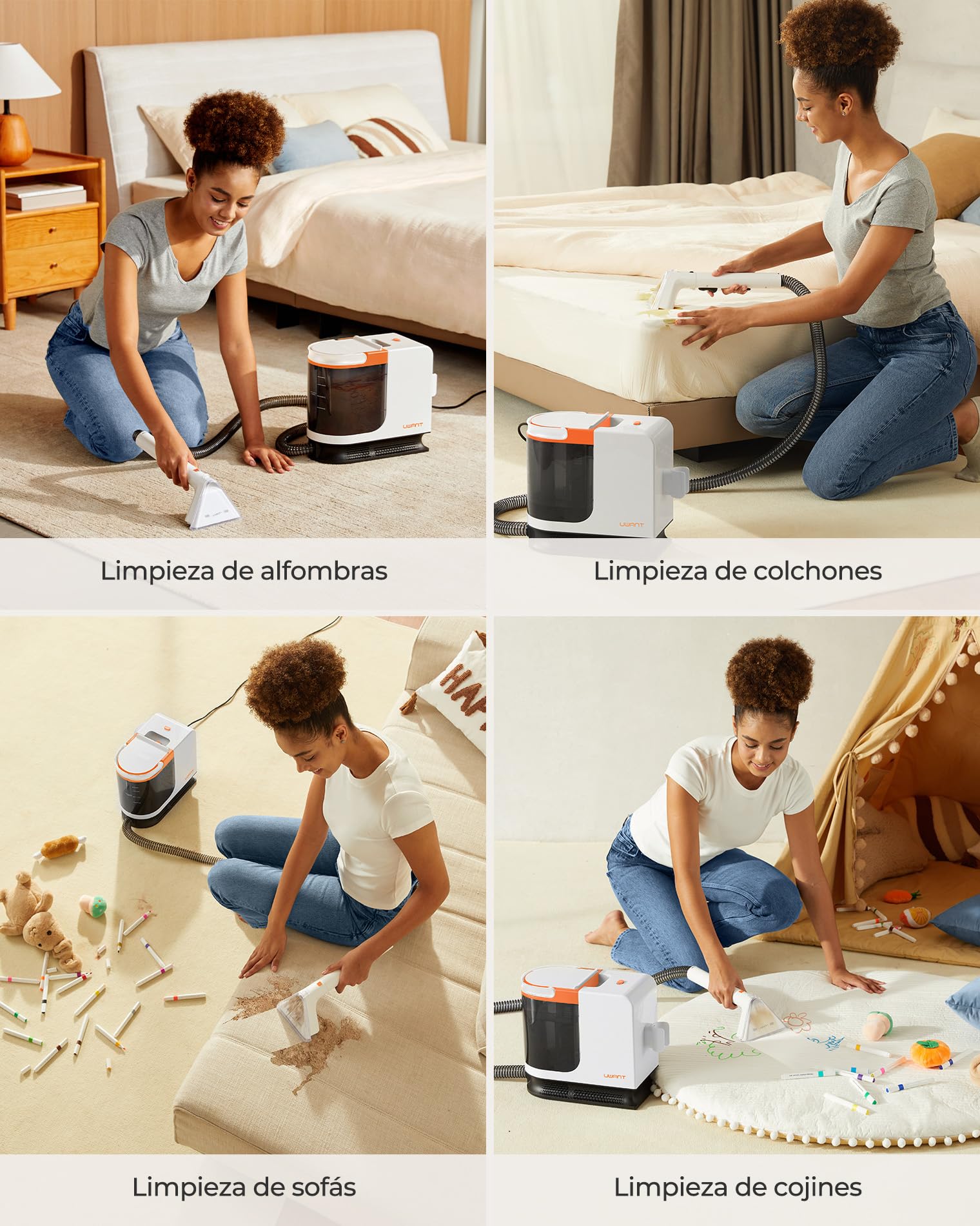 Uwant B200 SE, Aspiradora de agua tapiceria, tecnología de motor magnético flotante, adecuado para limpiar sofás, alfombras, colchones, 12000Pa, 69db